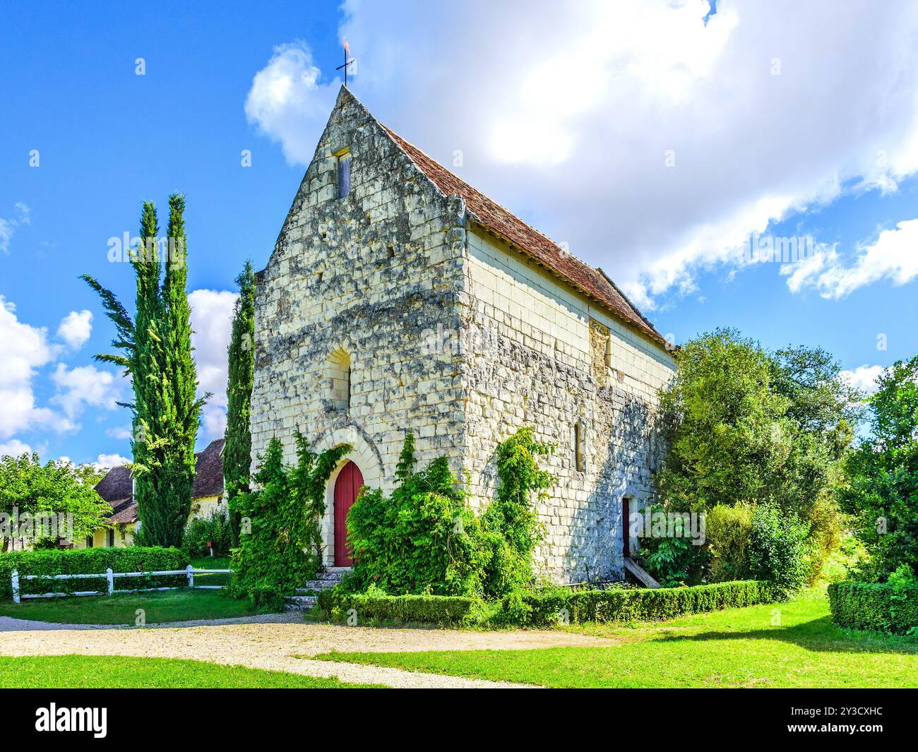 Esterno dell'antico priorato del XIII/XV secolo a Notz-l'Abbé - Martizay, Indre (36), Francia. Foto Stock