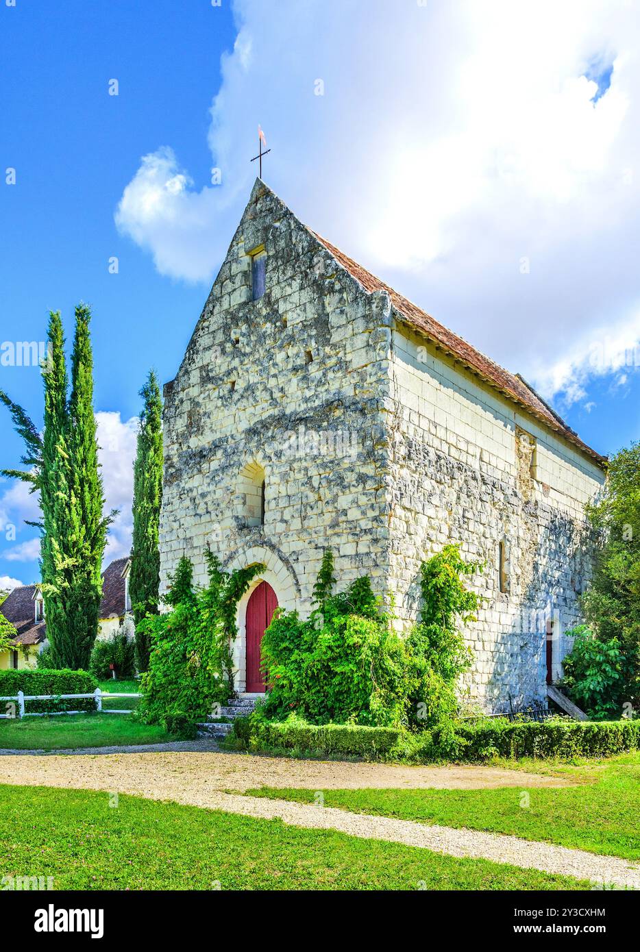 Esterno dell'antico priorato del XIII/XV secolo a Notz-l'Abbé - Martizay, Indre (36), Francia. Foto Stock
