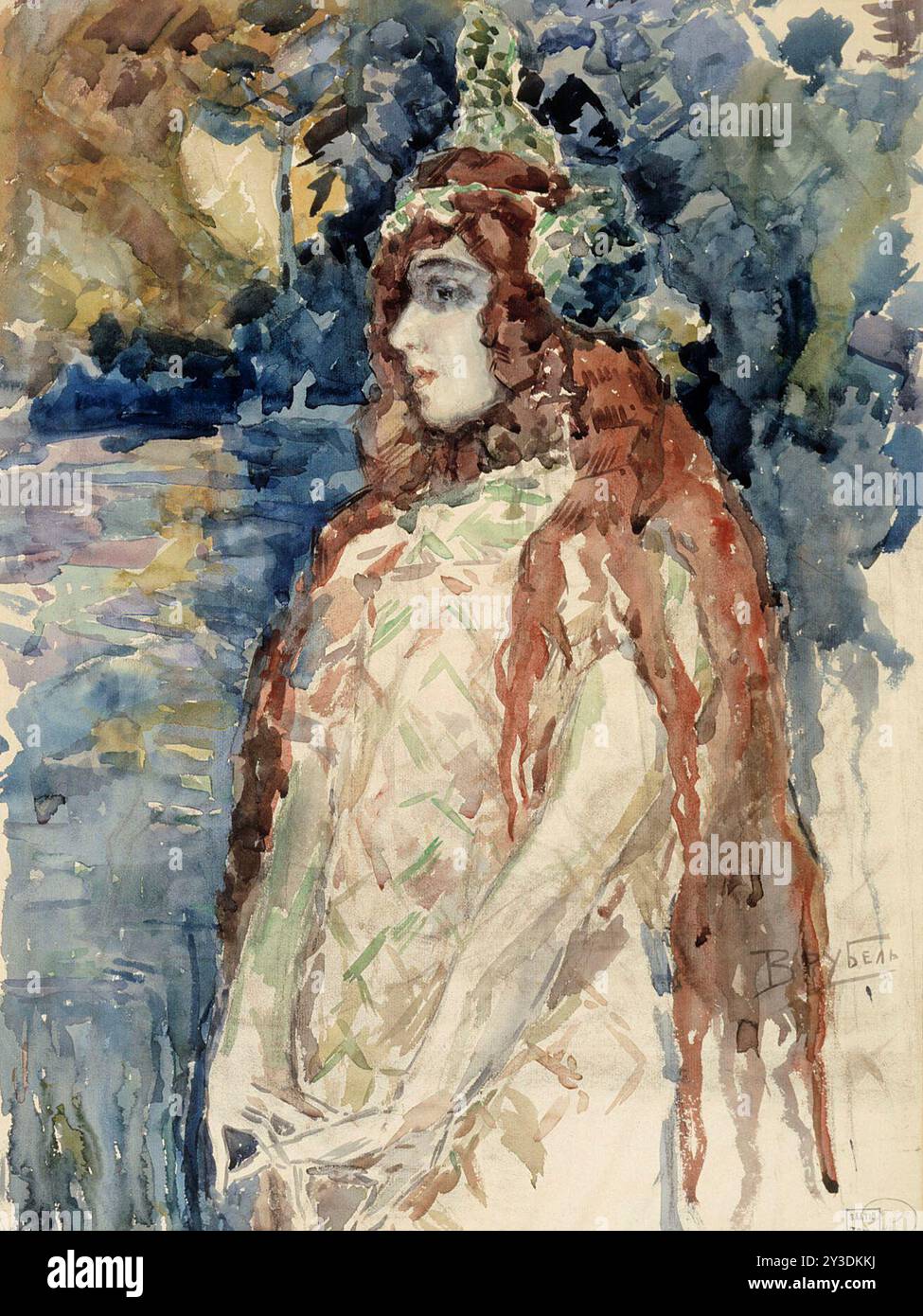 The Sea Princess (Nadezhda Zabela-Vrubel) nell'opera Sadko di Rimsky-Korsakov), sketch, 1897. Foto Stock