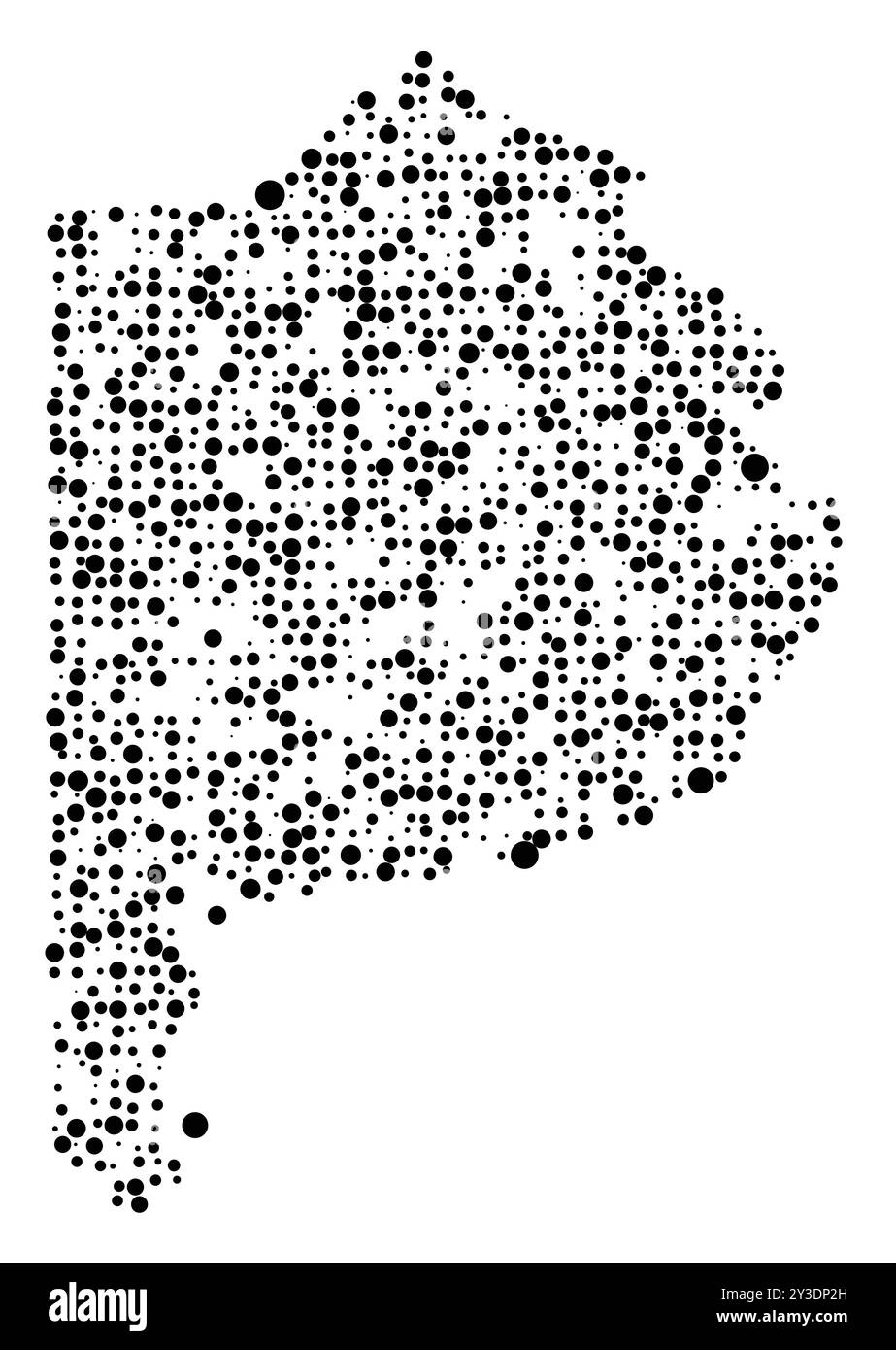 Mappa simbolo del Distretto Federale Buenos Aires (Argentina) che mostra il territorio con un modello di cerchi neri distribuiti casualmente di diversi si Illustrazione Vettoriale