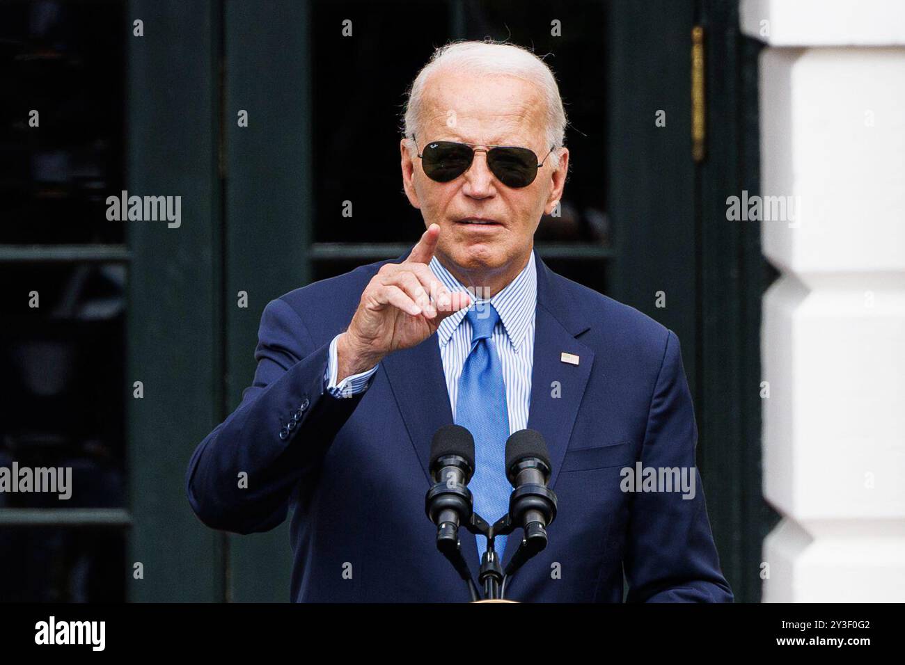 Washington, Stati Uniti. 13 settembre 2024. Il presidente Joe Biden fa commenti durante un evento che celebra l'eccellenza nera sul South Lawn della Casa Bianca venerdì 13 settembre 2024 a Washington DC (foto di Aaron Schwartz/Sipa USA) Credit: SIPA USA/Alamy Live News Foto Stock