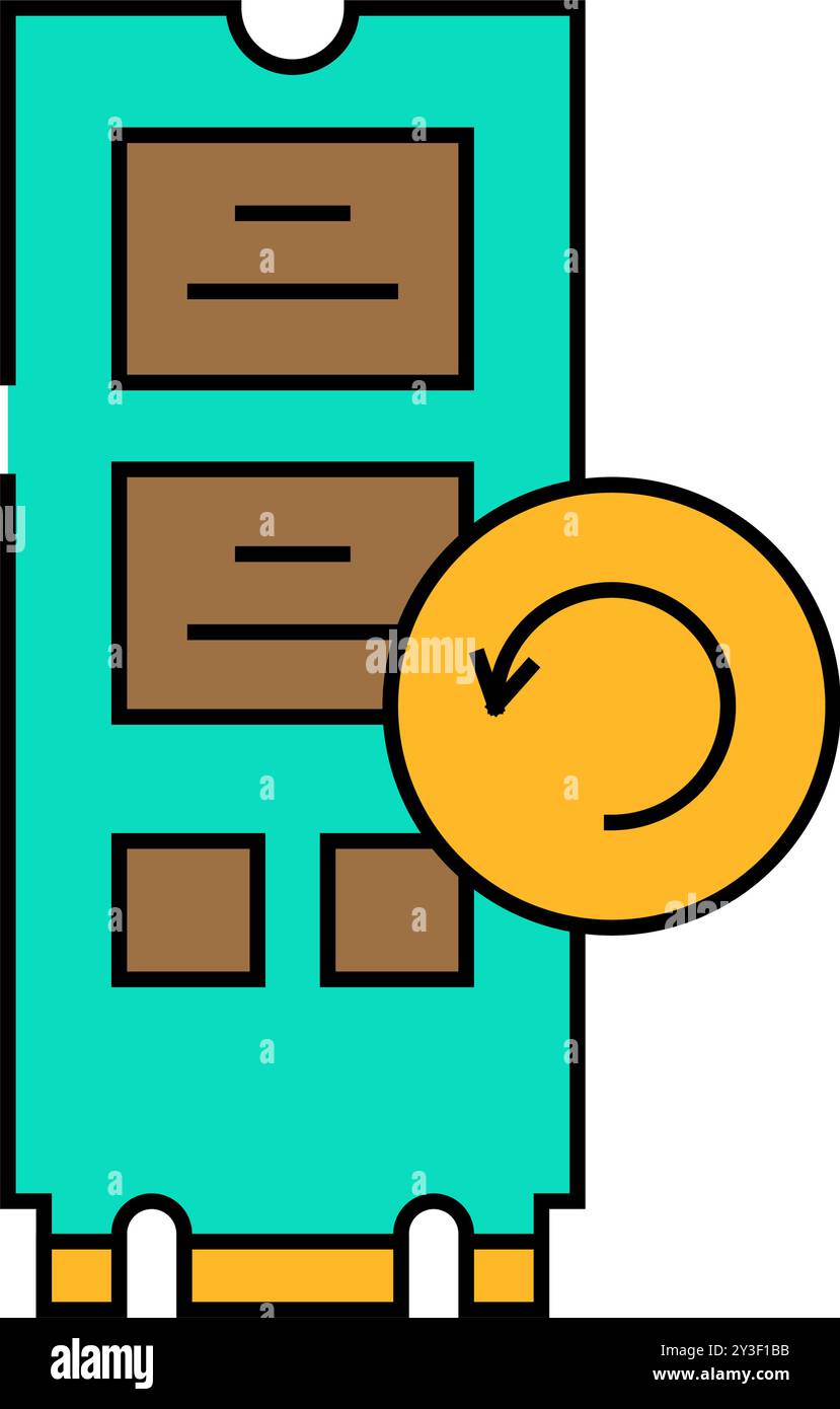 illustrazione a colori dell'icona del computer di ripristino dati Illustrazione Vettoriale