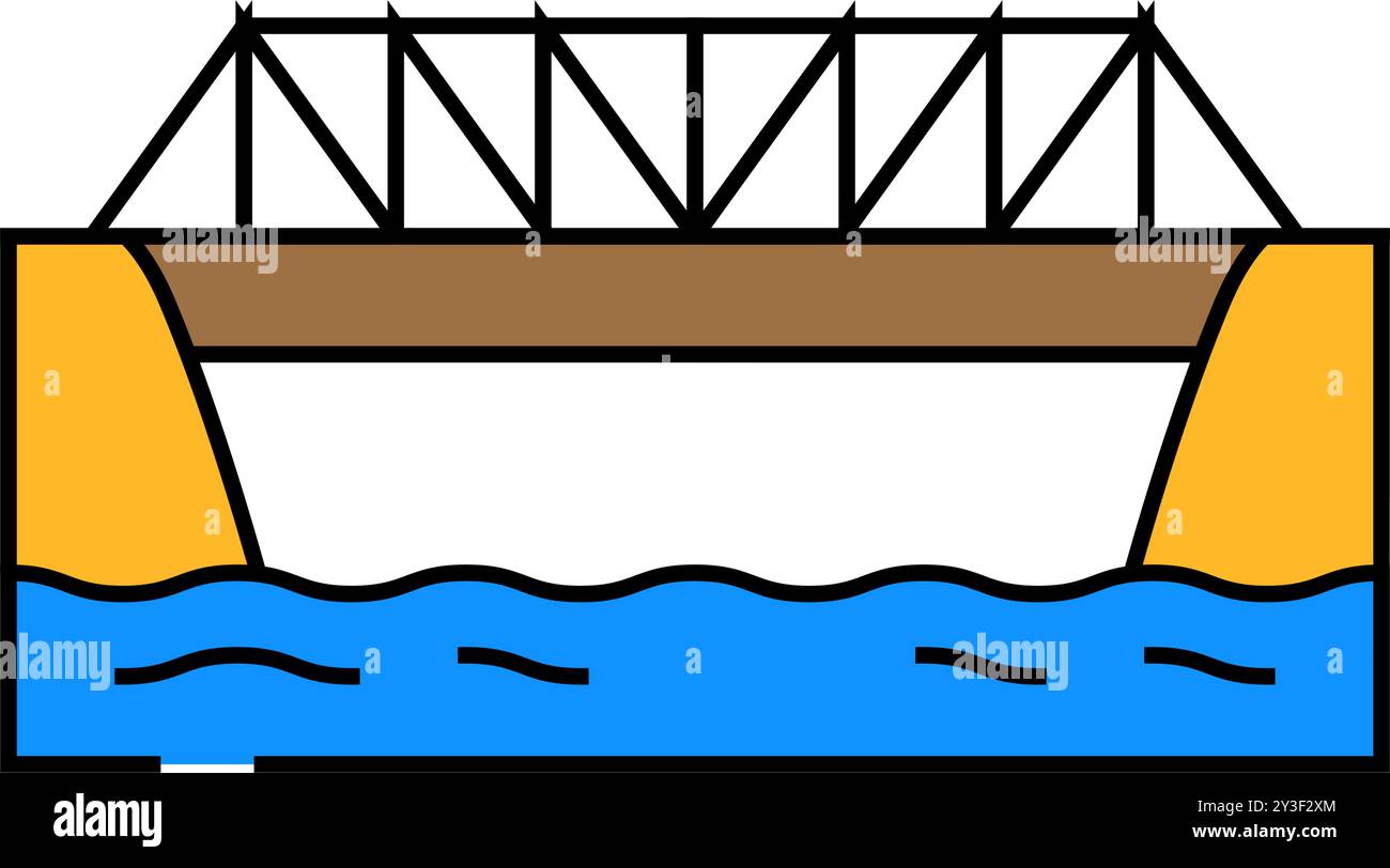 illustrazione a colori dell'icona del ponte puntone-tirante Illustrazione Vettoriale