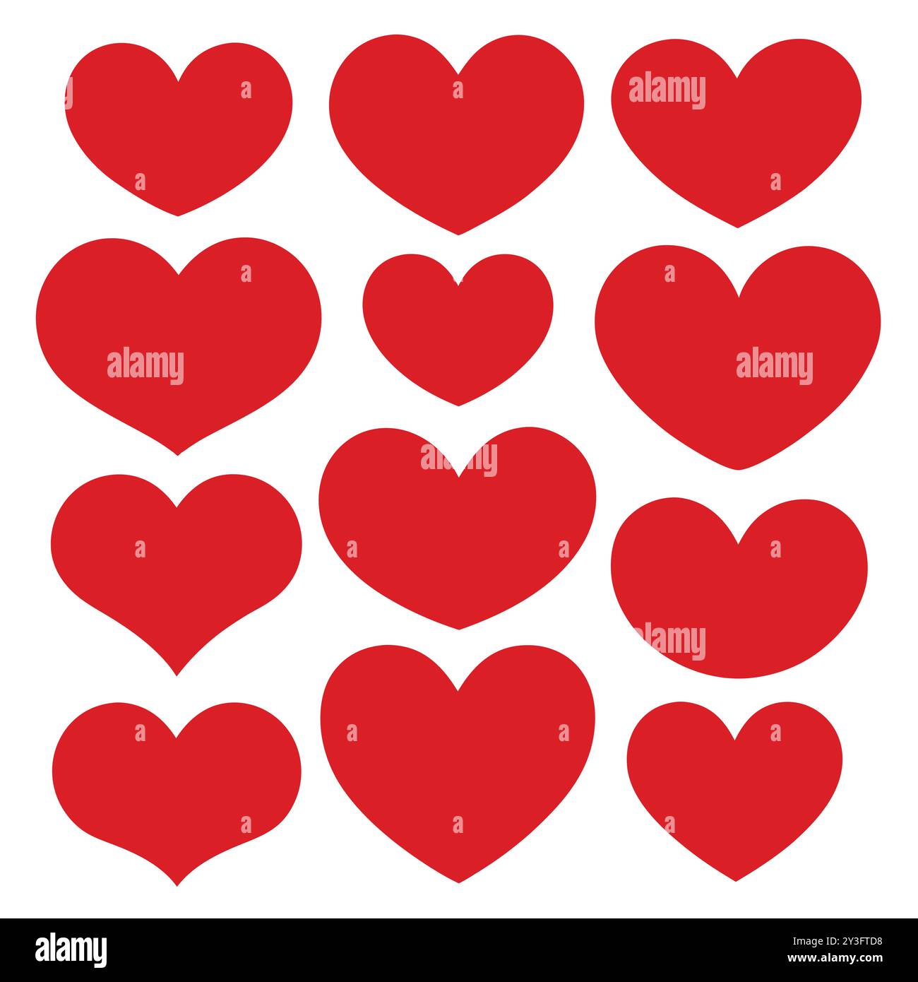 Romantic Abstract Love Hearts simboli in varie forme per San Valentino. Illustrazione Vettoriale