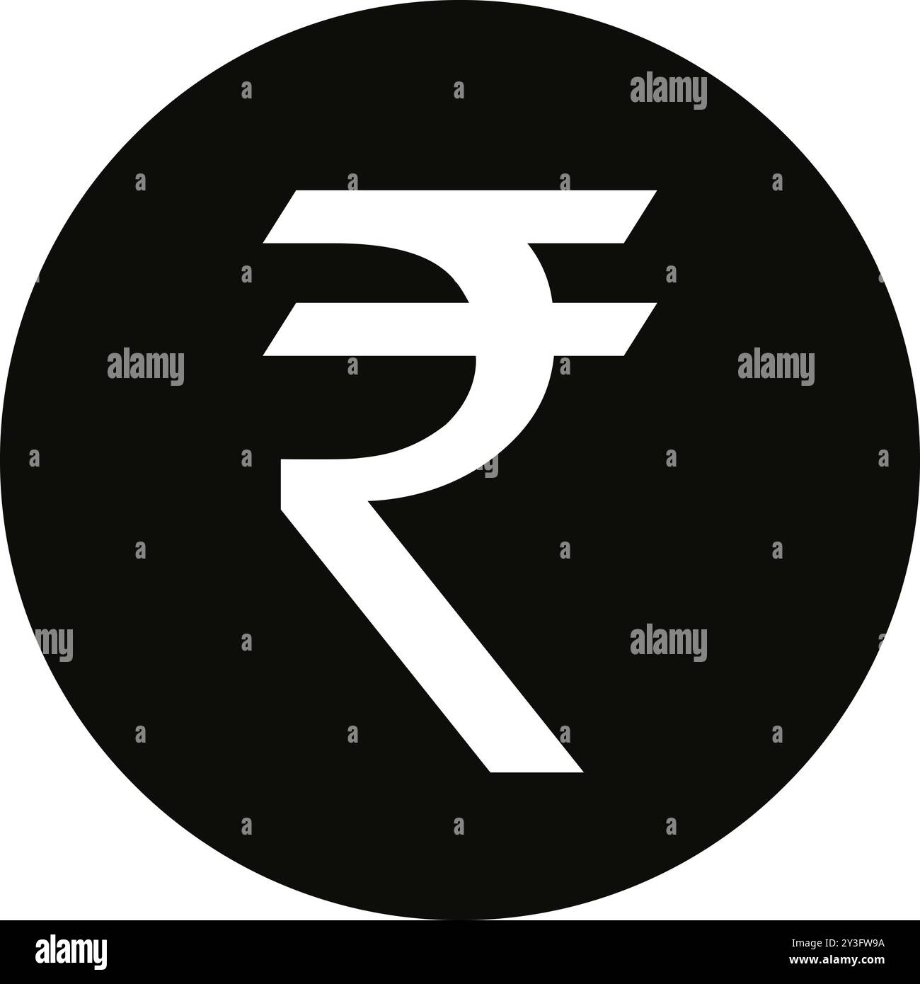 Simbolo della rupia in bianco, icona della rupia indiana in bianco, icona della rupia indiana in bianco, simbolo della valuta indiana, icona del denaro indiano Illustrazione Vettoriale