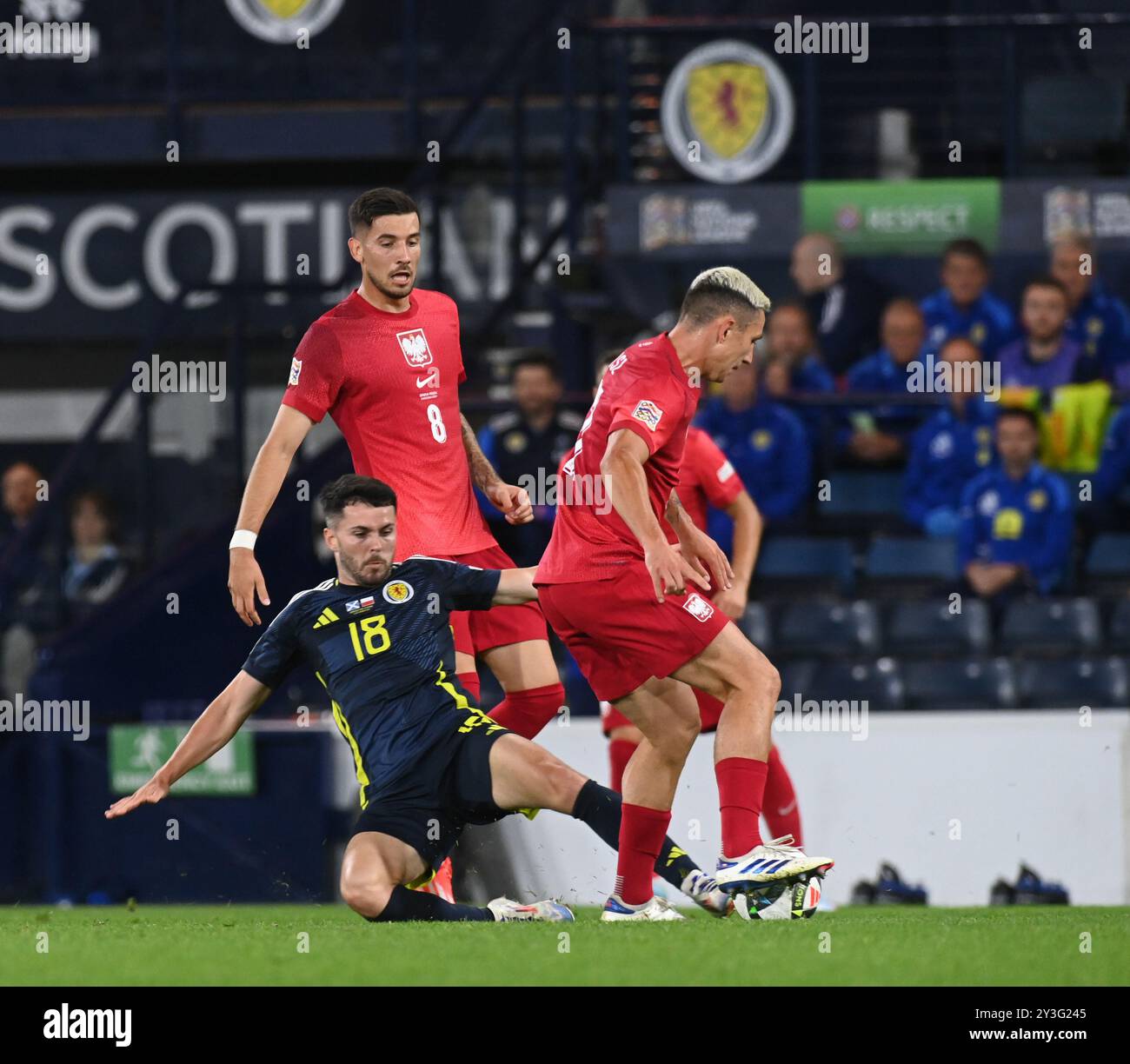 . Scozia contro Polonia UEFA Nations League: League A, gruppo 1 giovedì 5 settembre 2024 Hampden Park, Glasgow. Scozia . Regno Unito Lewis Morgan of Scotland tac Foto Stock