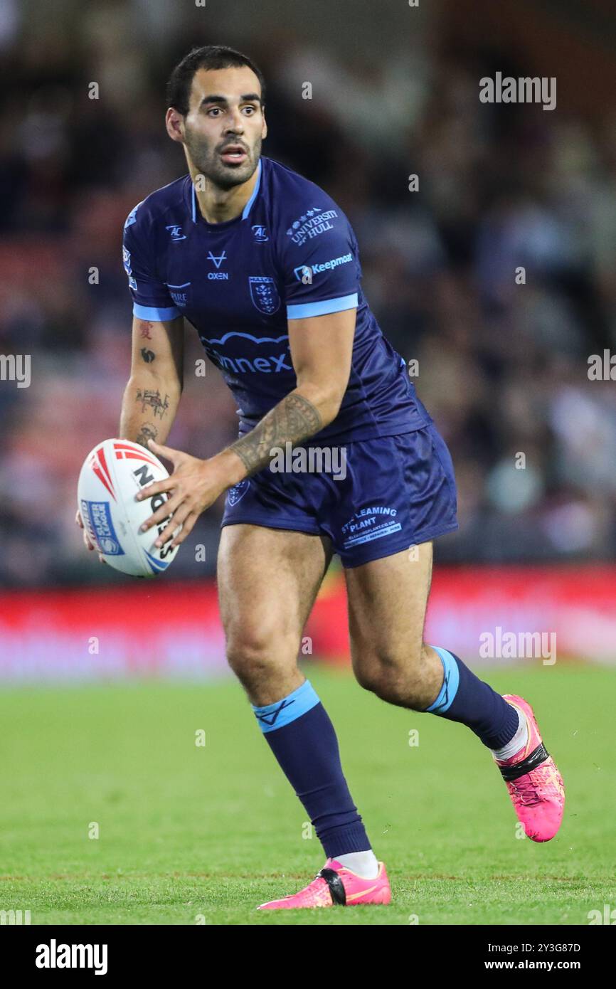 Leigh, Regno Unito. 13 settembre 2024. Tyrone May of Hull KR in azione durante il Betfred Super League Round 26 partita Leigh Leopards vs Hull KR al Leigh Sports Village, Leigh, Regno Unito, 13 settembre 2024 (foto di Gareth Evans/News Images) a Leigh, Regno Unito il 9/13/2024. (Foto di Gareth Evans/News Images/Sipa USA) credito: SIPA USA/Alamy Live News Foto Stock