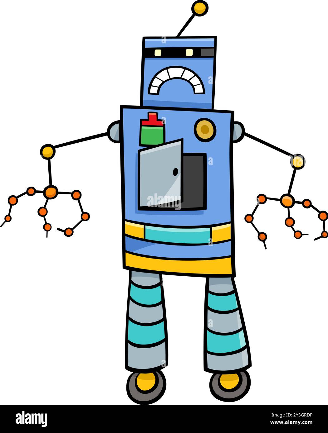 Illustrazione a cartoni animati di un personaggio di fantascienza robot arrabbiato Illustrazione Vettoriale
