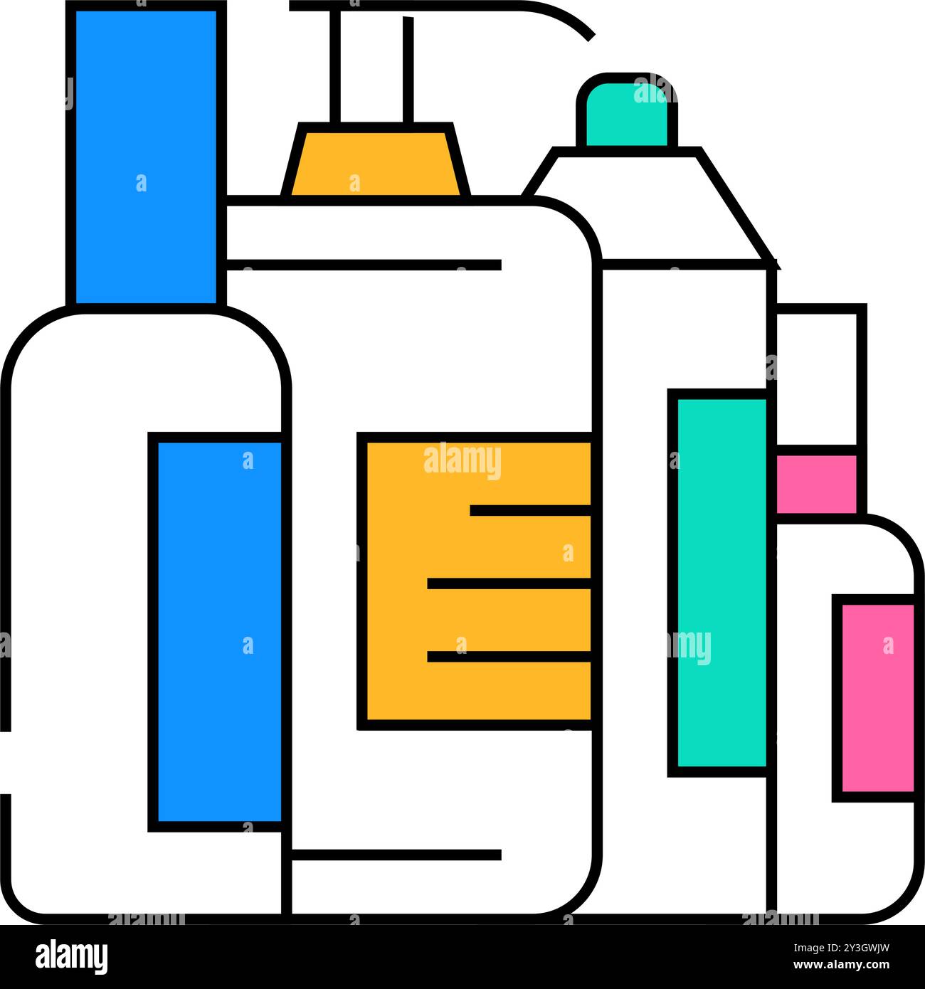 illustrazione del colore dell'icona del set cosmetico per la cura della pelle Illustrazione Vettoriale