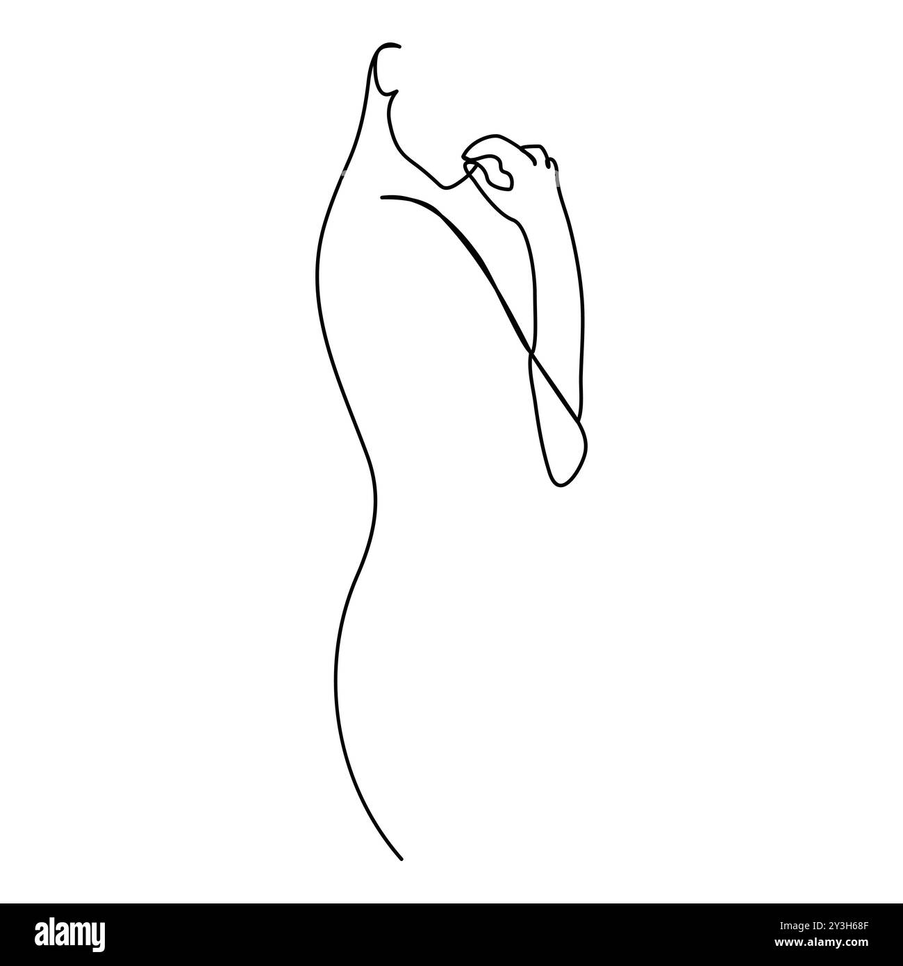 Disegno continuo del volto di una bella donna. Faccia femminile astratta in una riga. Donna viso con fiori Surreal Line art donna ragazza floreale. Min Illustrazione Vettoriale
