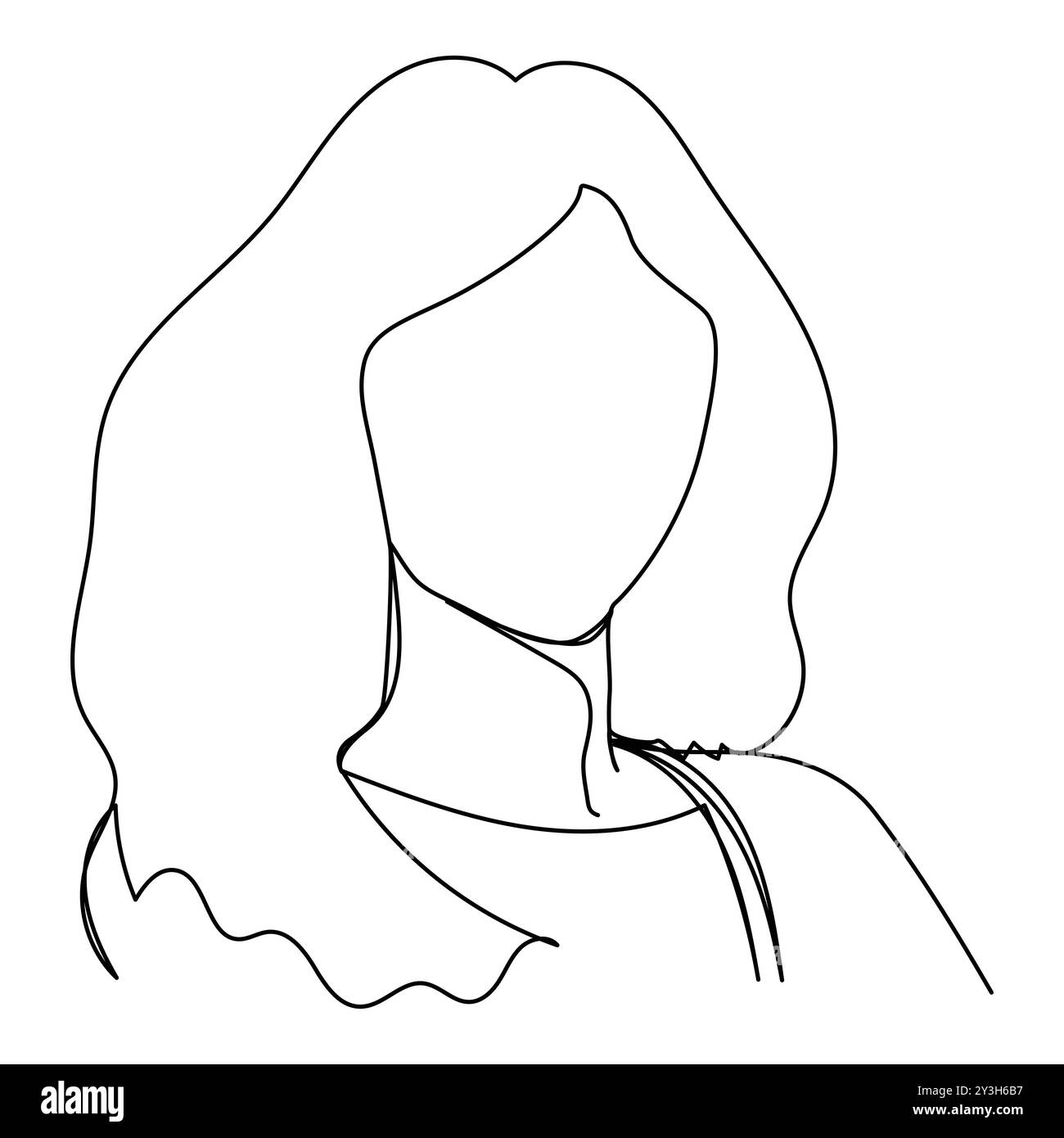 Disegno continuo del volto di una bella donna. Faccia femminile astratta in una riga. Donna viso con fiori Surreal Line art donna ragazza floreale. Min Illustrazione Vettoriale