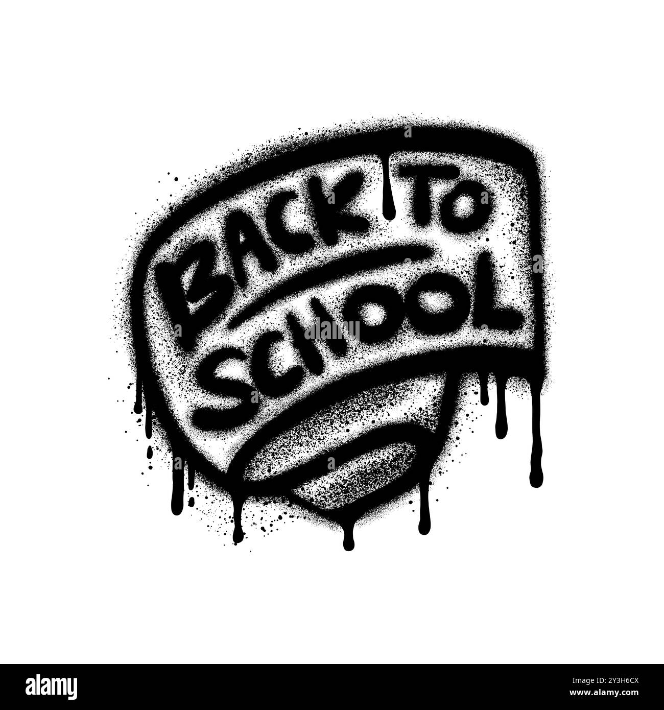 Tornate a scuola graffiti con vernice spray nera. Illustrazione Vettoriale
