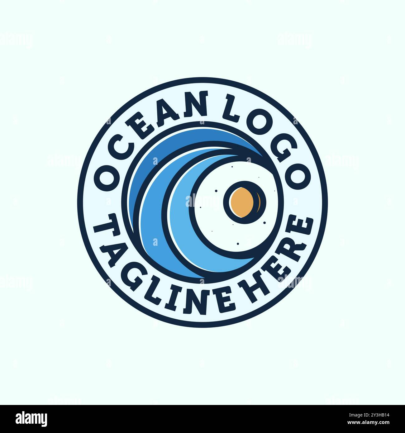 Design con logo Ocean Wave. Logo esclusivo, simbolo o icona dell'oceano. Modello logo Wave creativo e minimalista. Illustrazione Vettoriale