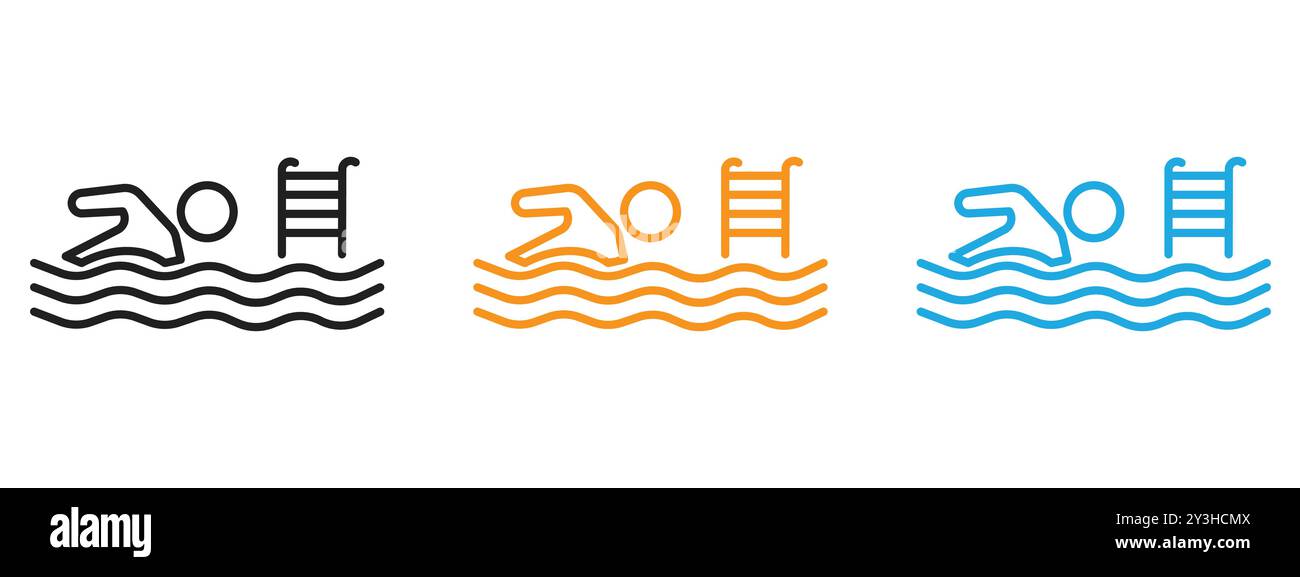 Collezione di logo vettoriale dell'icona della piscina per l'interfaccia utente dell'app Web Illustrazione Vettoriale