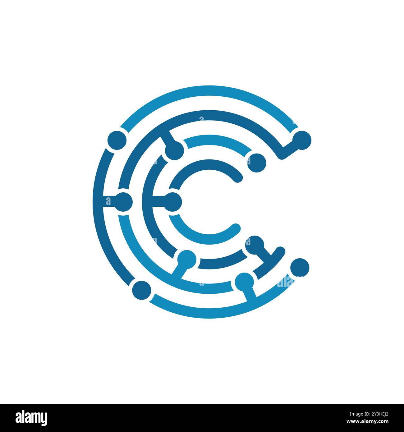 Lettera di progettazione C sulla tecnologia biometrica Illustrazione Vettoriale