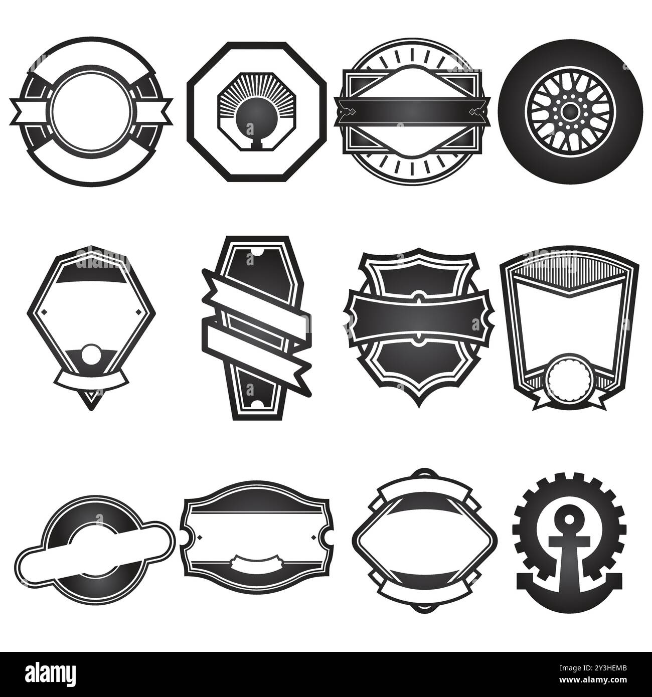 Forma del design del logo dello scudo dell'organizzazione Illustrazione Vettoriale