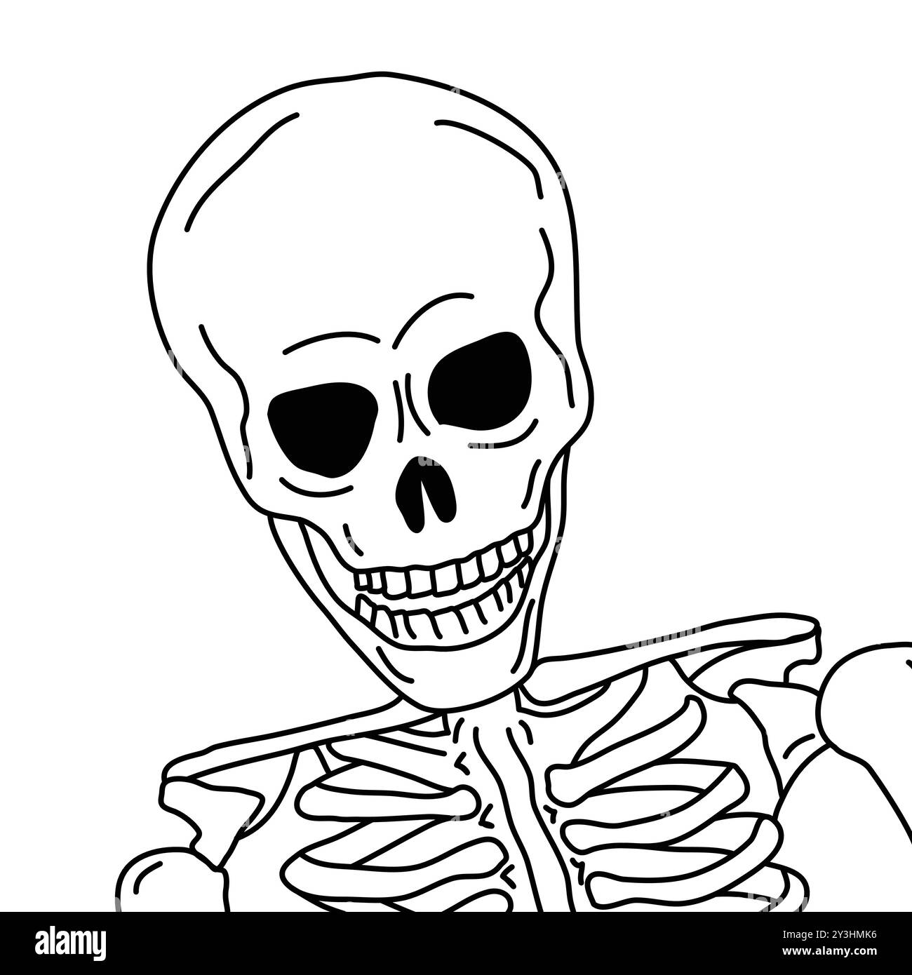 Illustrazione vettoriale di schizzo dello scheletro del cartone animato - cranio e ossa Illustrazione Vettoriale