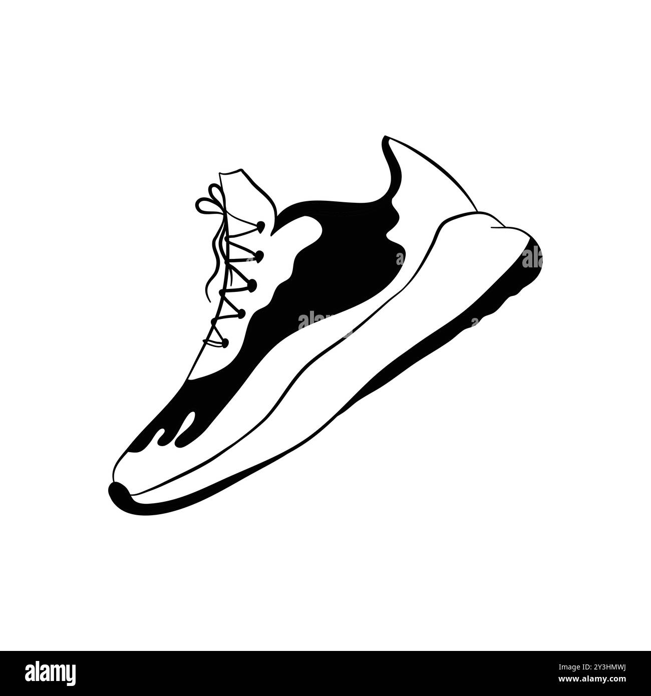 Esecuzione dell'illustrazione vettoriale della silhouette dello schizzo della scarpa Illustrazione Vettoriale