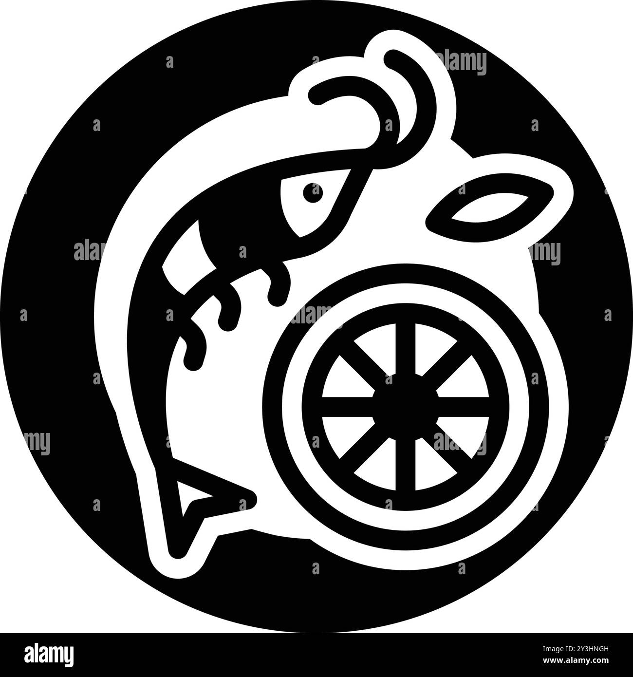 Icona del pesce, piatto Illustrazione Vettoriale