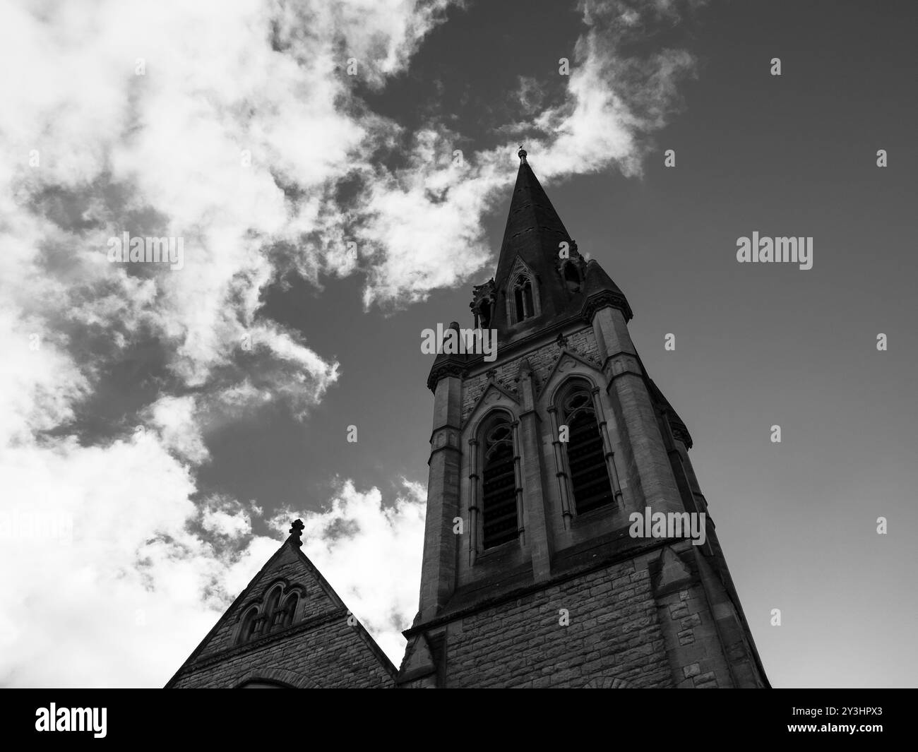 B&W, Wesley Memorial Methodist Church, Oxford, Oxfordshire, Inghilterra, Regno Unito, GB. Foto Stock