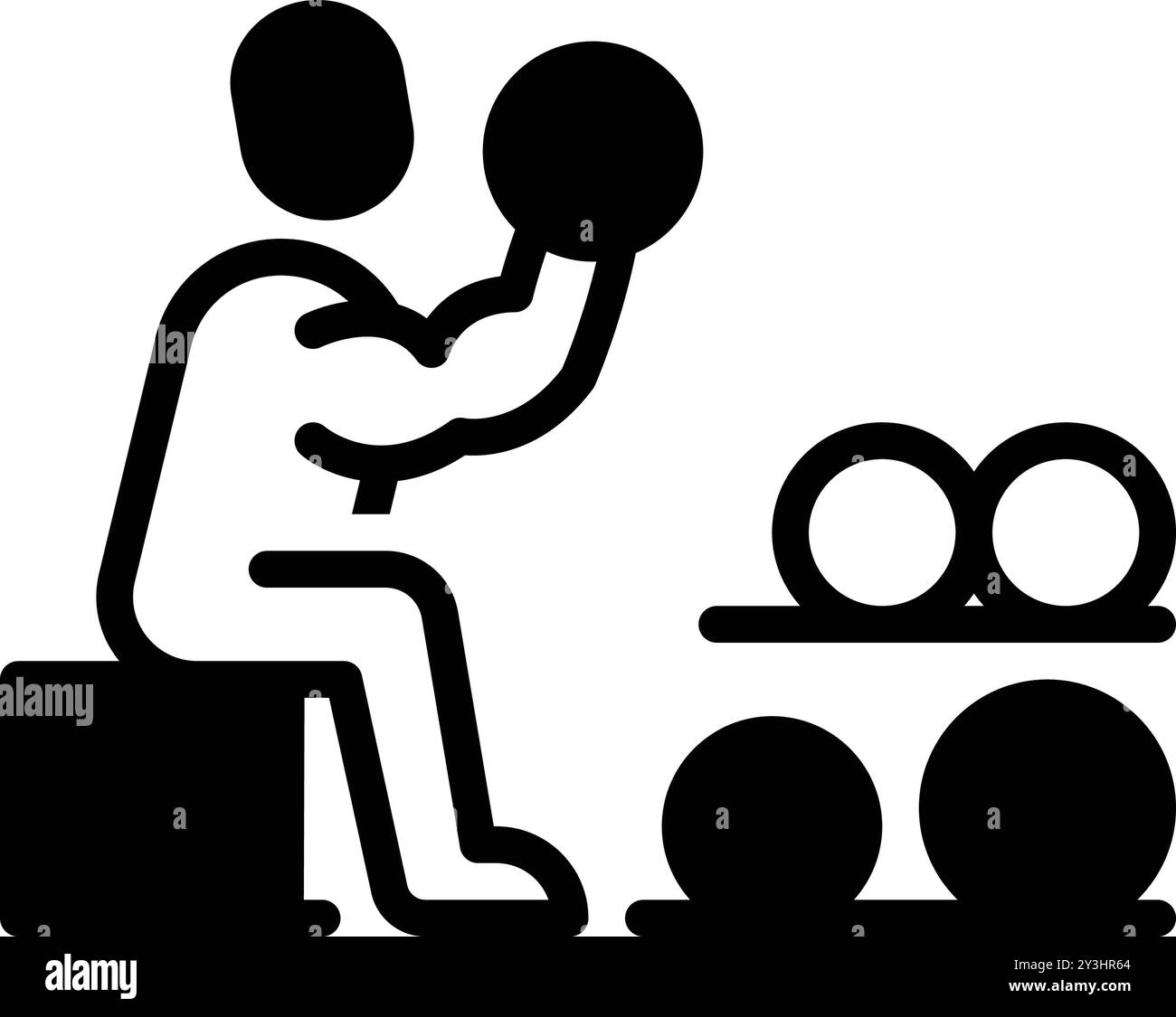 Icona per arricciamento bicipite, bicipiti Illustrazione Vettoriale