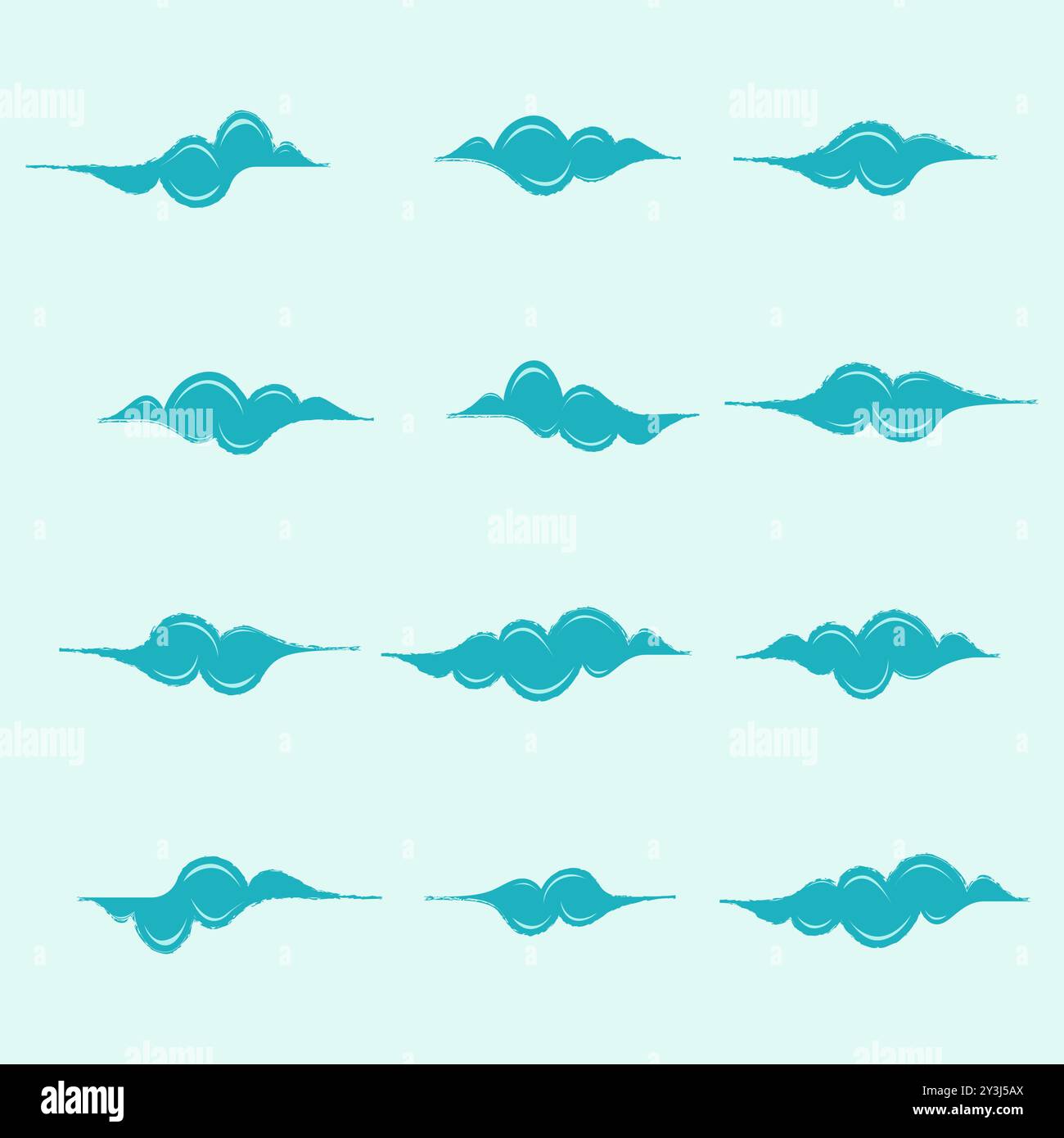 Set di illustrazione del logo cloud su sfondo isolato, disegno a mano del logo della nuvola cinese. Collezione esclusiva di logo cloud Illustrazione Vettoriale