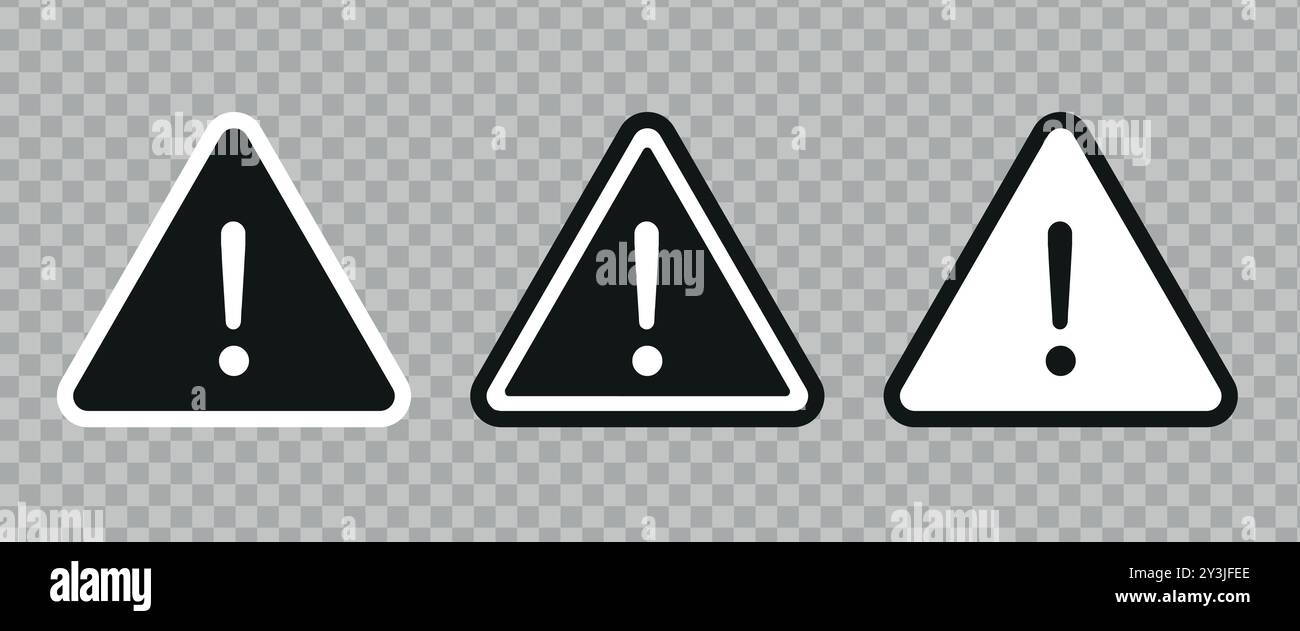 Set di segnali di attenzione. Punto esclamativo. Illustrazione Vettoriale