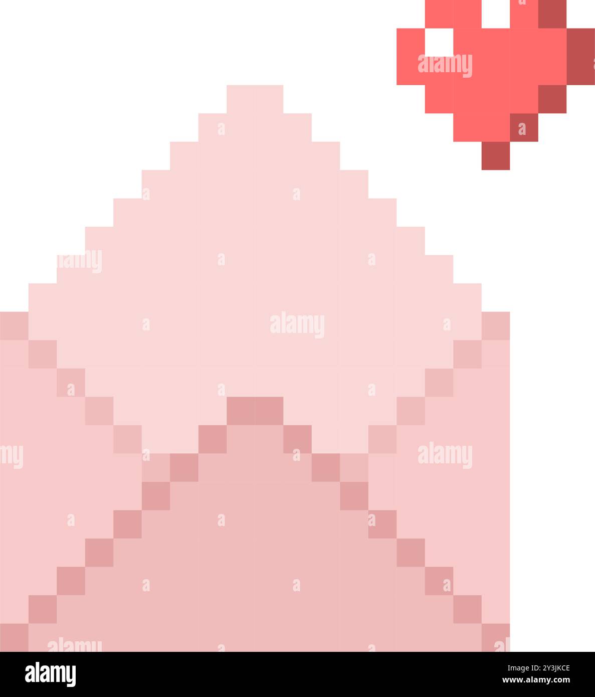 Lettera con icona a forma di cuore per San Valentino. Stile pixel a 8 bit Illustrazione Vettoriale