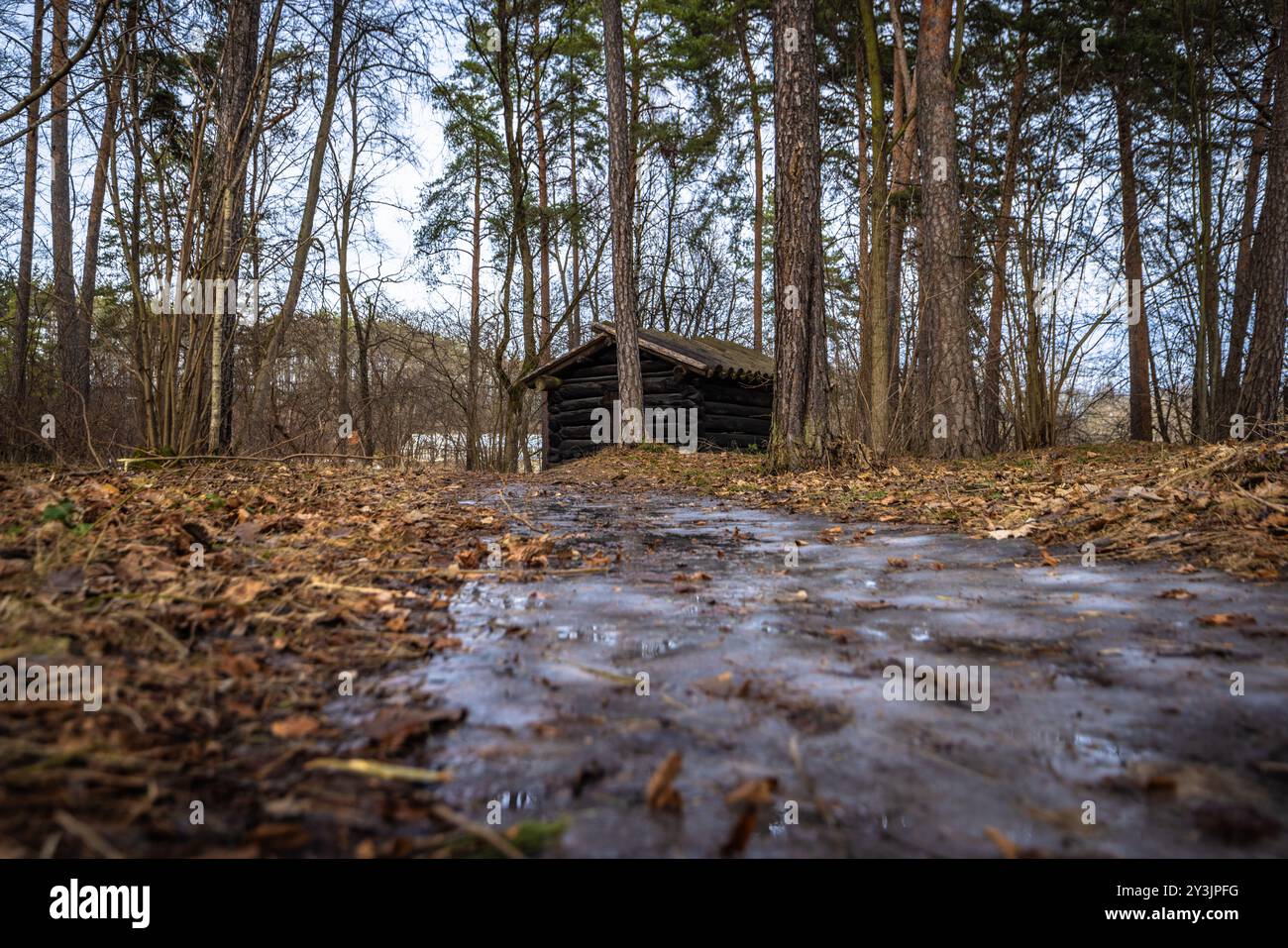 Oslo - 11 febbraio 2023: Edifici tradizionali scandinavi nel Museo all'aperto di Oslo a Oslo, Norvegia Foto Stock