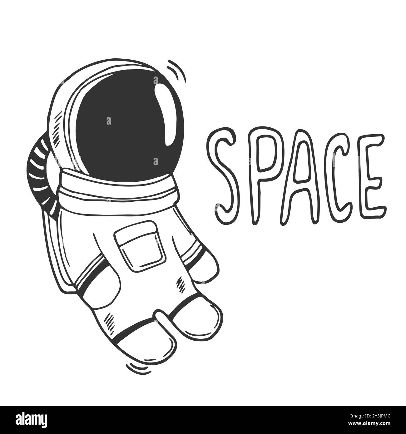 Icona astronauta disegnata a mano in stile doodle. eps 10 Illustrazione Vettoriale