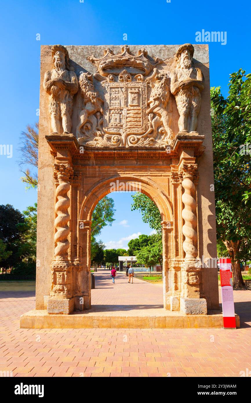 Ingresso di Huerto de las Bombas nel parco pubblico Huerto de Los Cipreses nella città di Murcia, Spagna Foto Stock