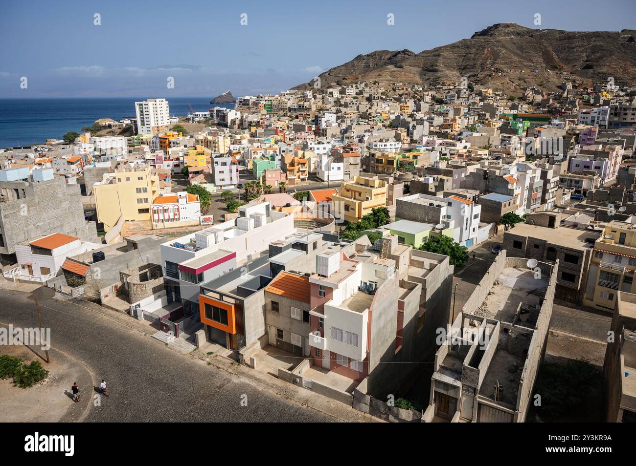 Mindelo e le sue colline, São Vicente, Capo Verde Foto Stock