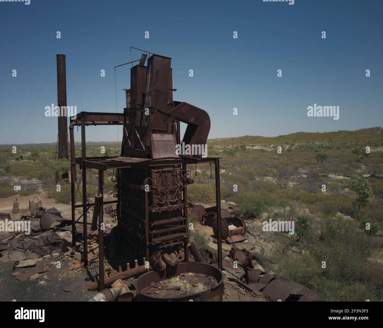 La fonderia di rame Kuridala e le rovine delle miniere nel Queensland settentrionale operarono all'inizio del XX secolo Foto Stock