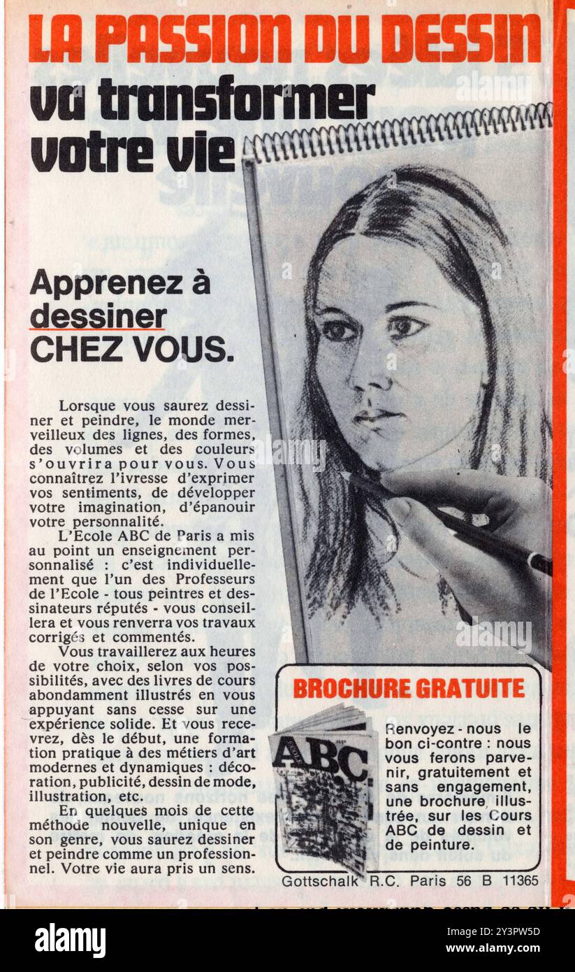 TRASFORMATORE une carte publicitaire ancienne LA PASSION DU DESSIN va VOTRE vie Foto Stock
