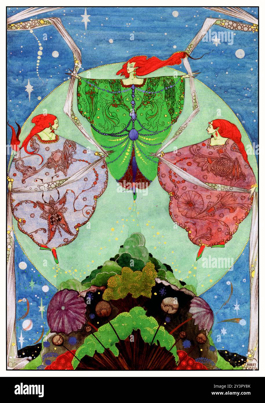 "Ballavano con scialli che erano intrecciati di nebbia e di luna" da Fairy Tales of Hans Christian Andersen illustrato da Harry Clarke (1889-1931). Foto Stock