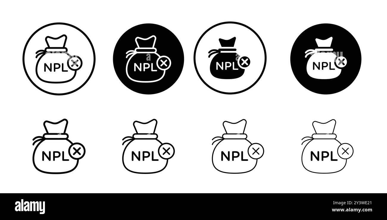 Logo NPL icona simbolo contorno vettoriale in bianco e nero Illustrazione Vettoriale