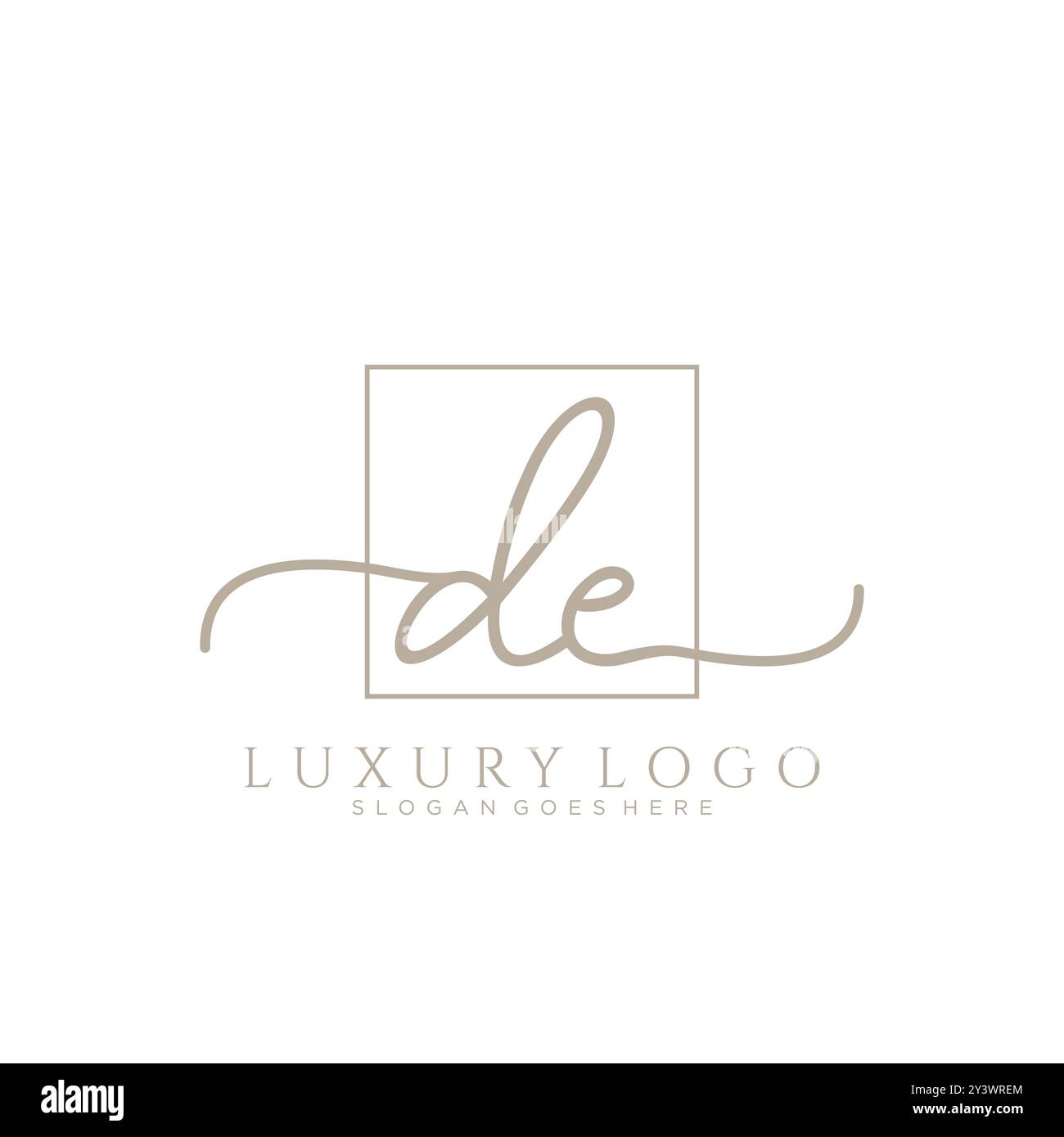 DE disegno iniziale del logo della scrittura a mano Illustrazione Vettoriale