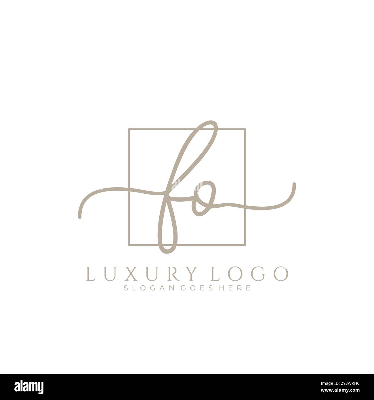FO disegno iniziale del logo di scrittura a mano Illustrazione Vettoriale