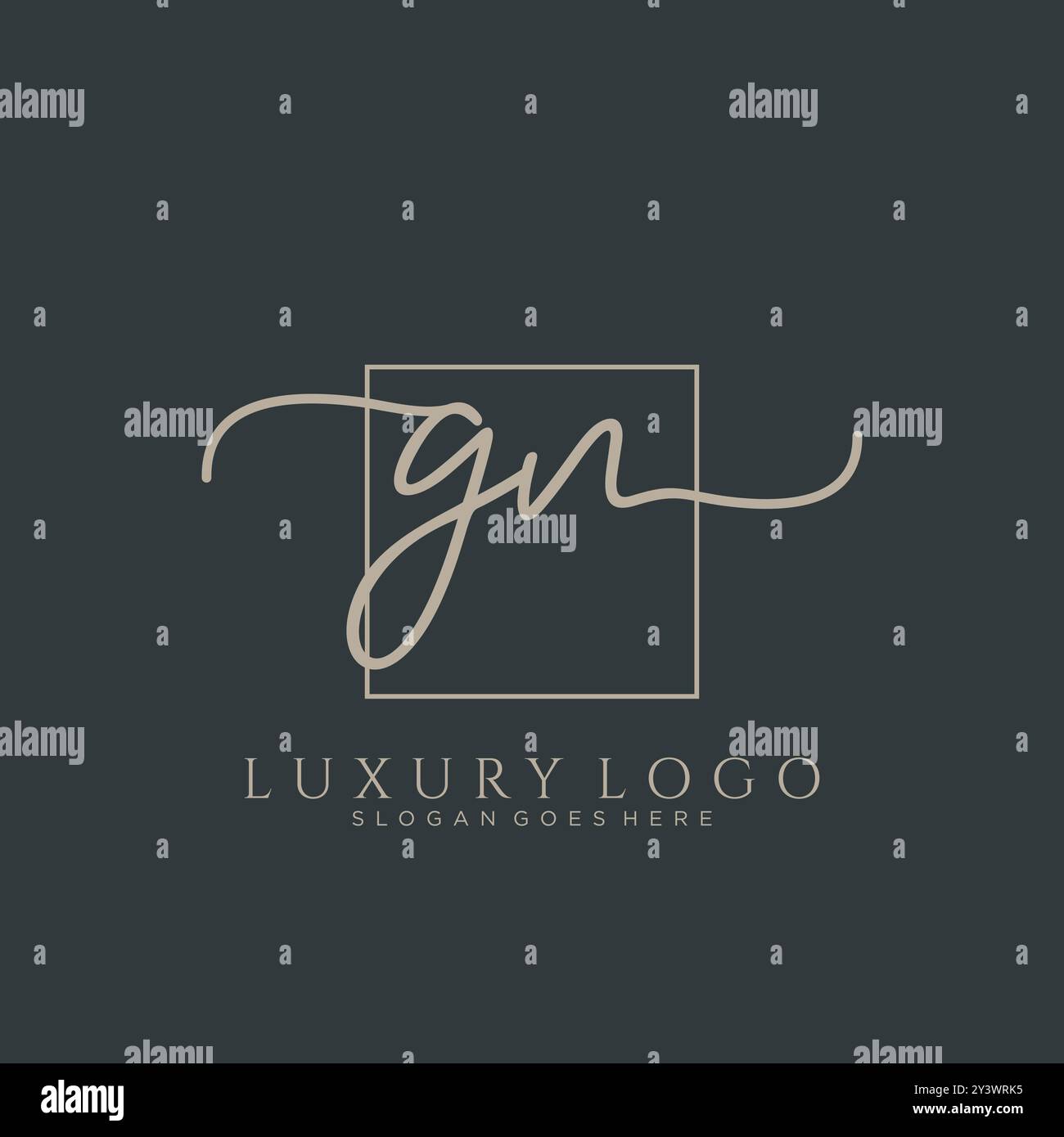 Design iniziale del logo GN per la scrittura a mano Illustrazione Vettoriale