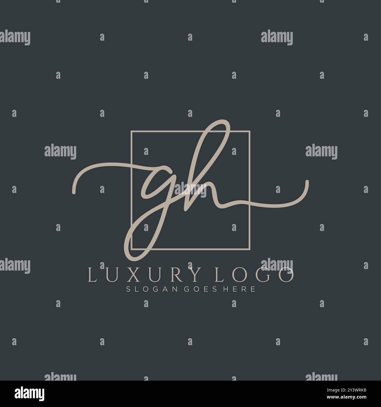 Design iniziale del logo di scrittura a mano GH Illustrazione Vettoriale