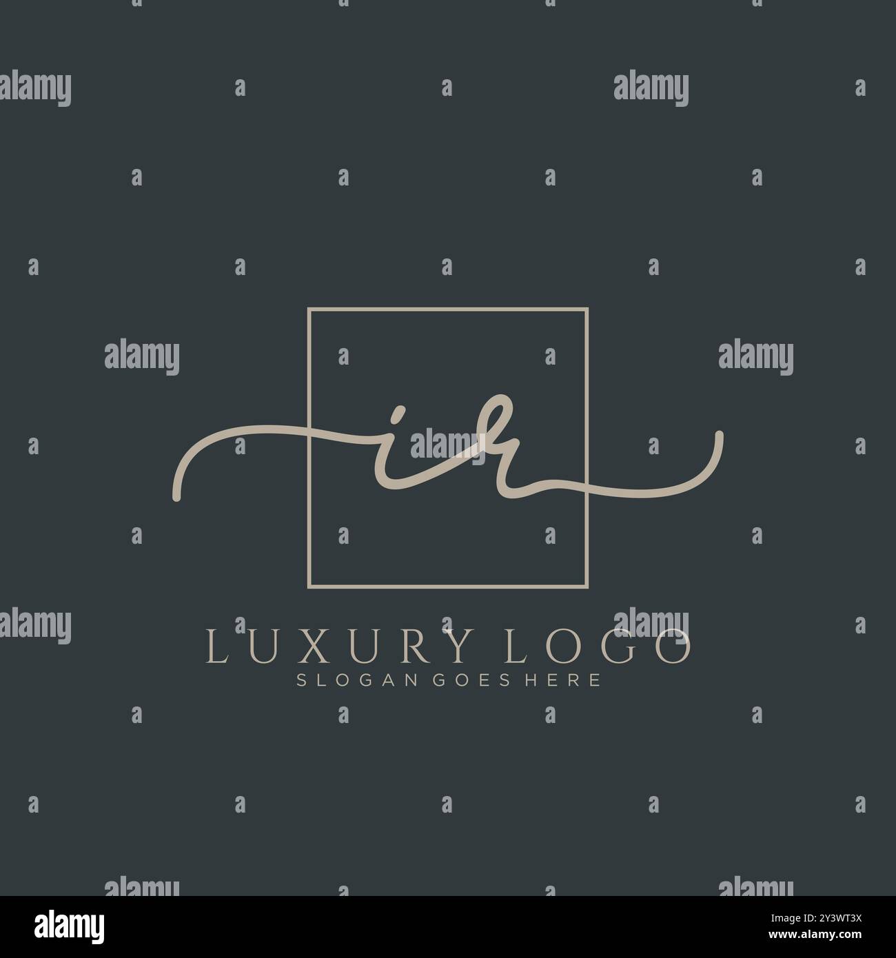 Design iniziale del logo della scrittura a mano IR Illustrazione Vettoriale