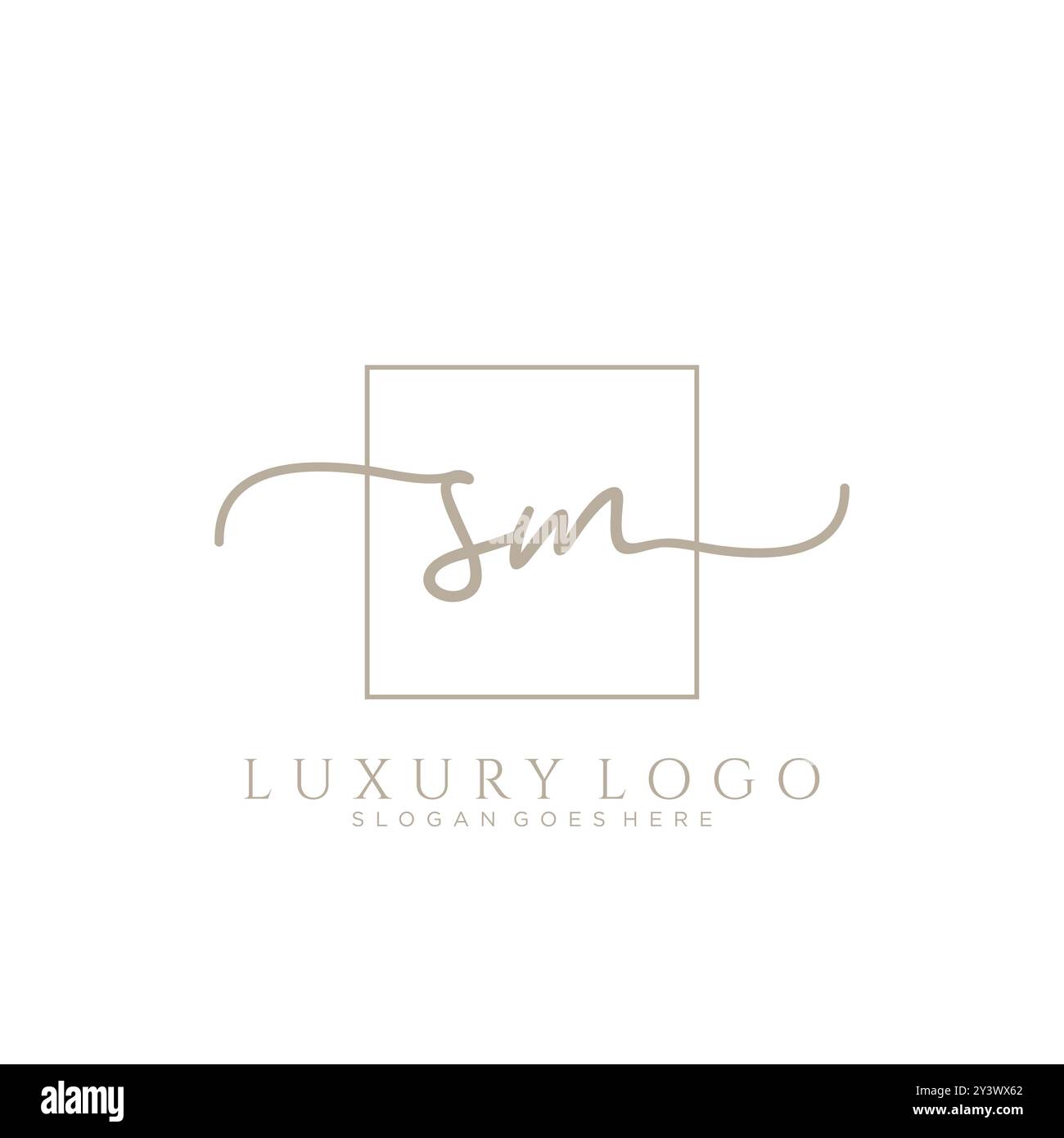 SM disegno iniziale del logo della scrittura a mano Illustrazione Vettoriale