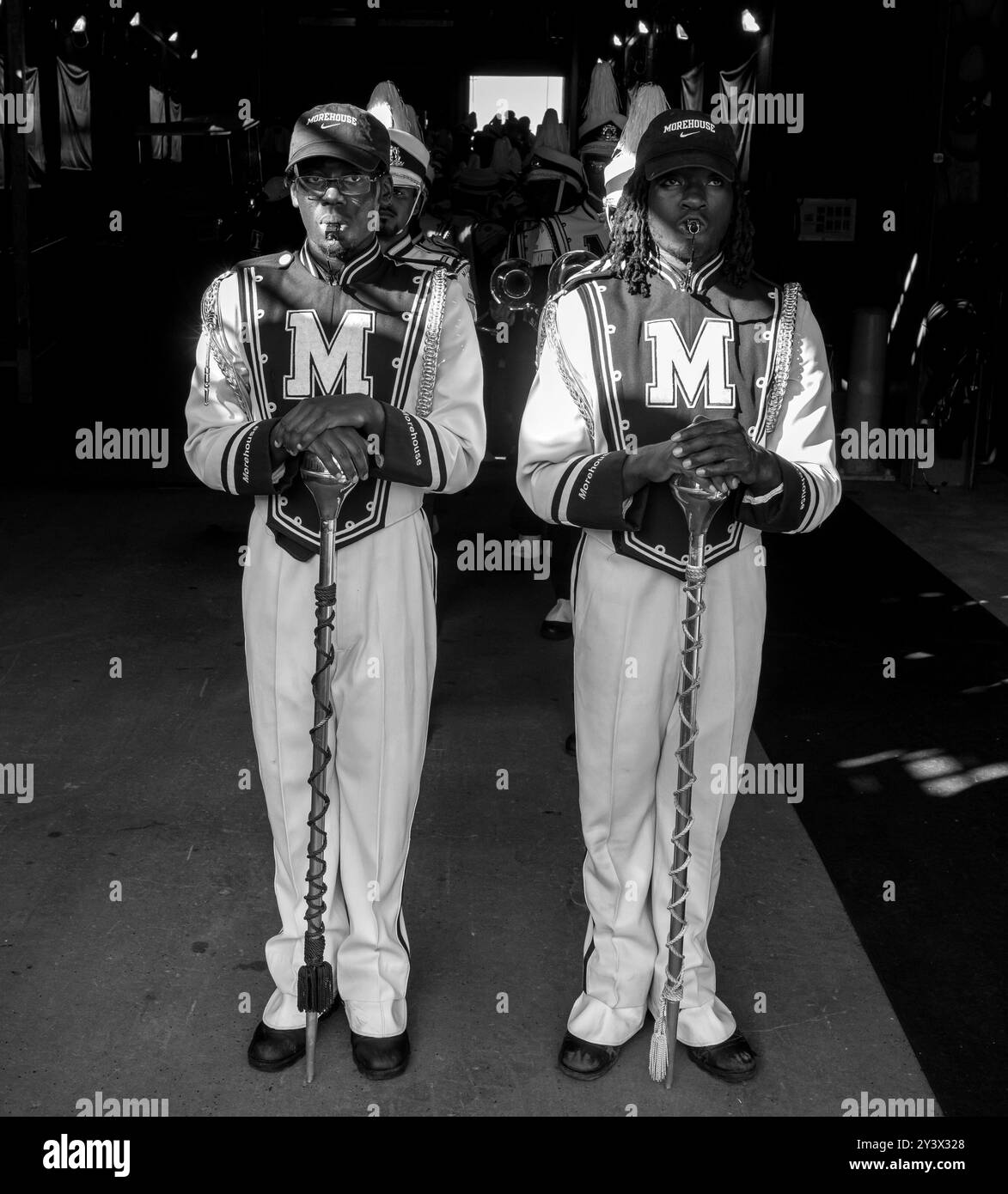 East Rutherford, New Jersey, Stati Uniti. 14 settembre 2024. La band di marcia Morehouse "The House of Funk" si esibisce durante l'intervallo della terza partita annuale di football HBCUNY Classic tra la Howard University e il Morehouse College al Met-Life Stadium di East Rutherford, NJ Howard sconfisse Morehouse nel loro secondo Meadowlands Meeting 35-21. (Immagine di credito: © Brian Branch Price/ZUMA Press Wire) SOLO PER USO EDITORIALE! Non per USO commerciale! Foto Stock