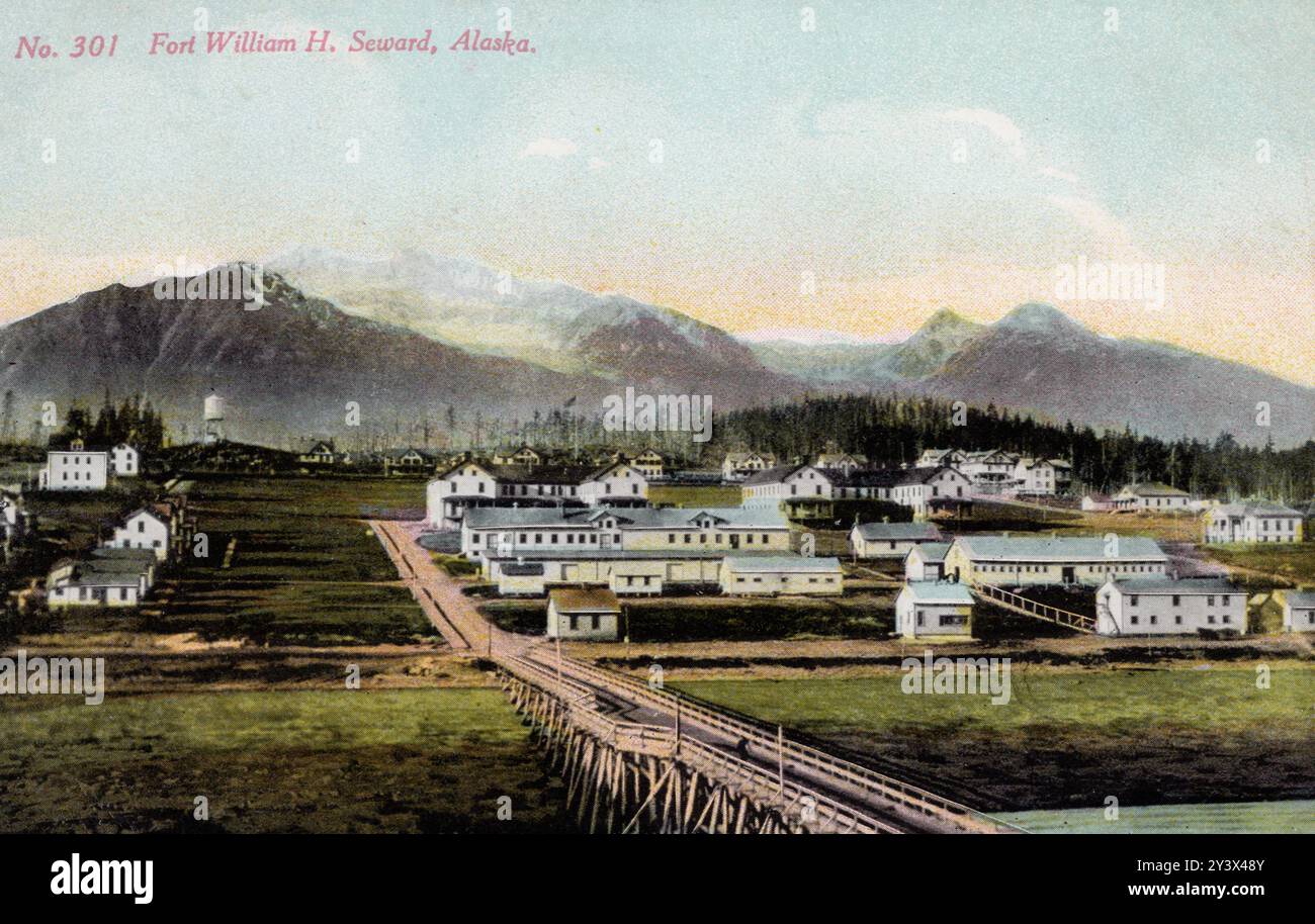 Fort William H. Seward, Alaska USA, cartolina degli anni '1910 circa. fotografo non identificato Foto Stock