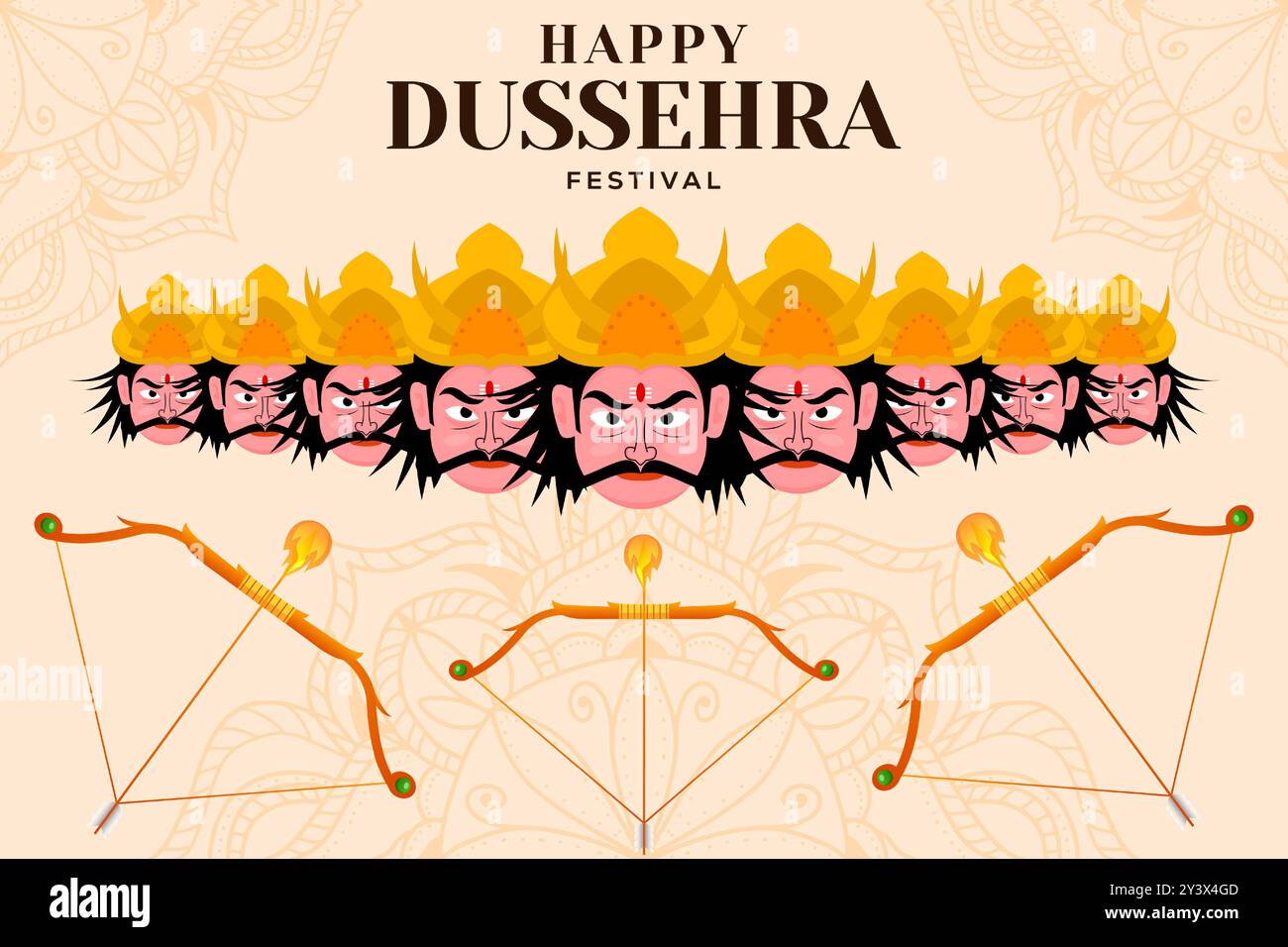 illustrazione di sfondo del festival happy dussehra con design piatto Illustrazione Vettoriale