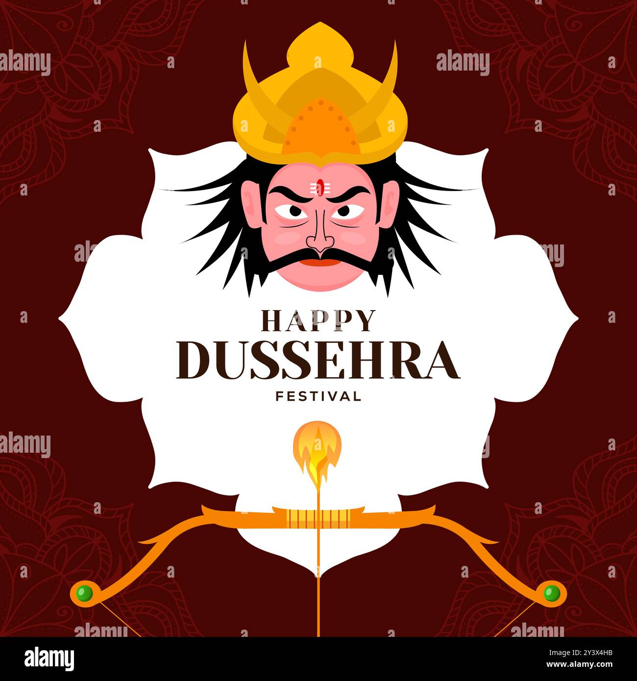 illustrazione del festival happy dussehra con design piatto Illustrazione Vettoriale