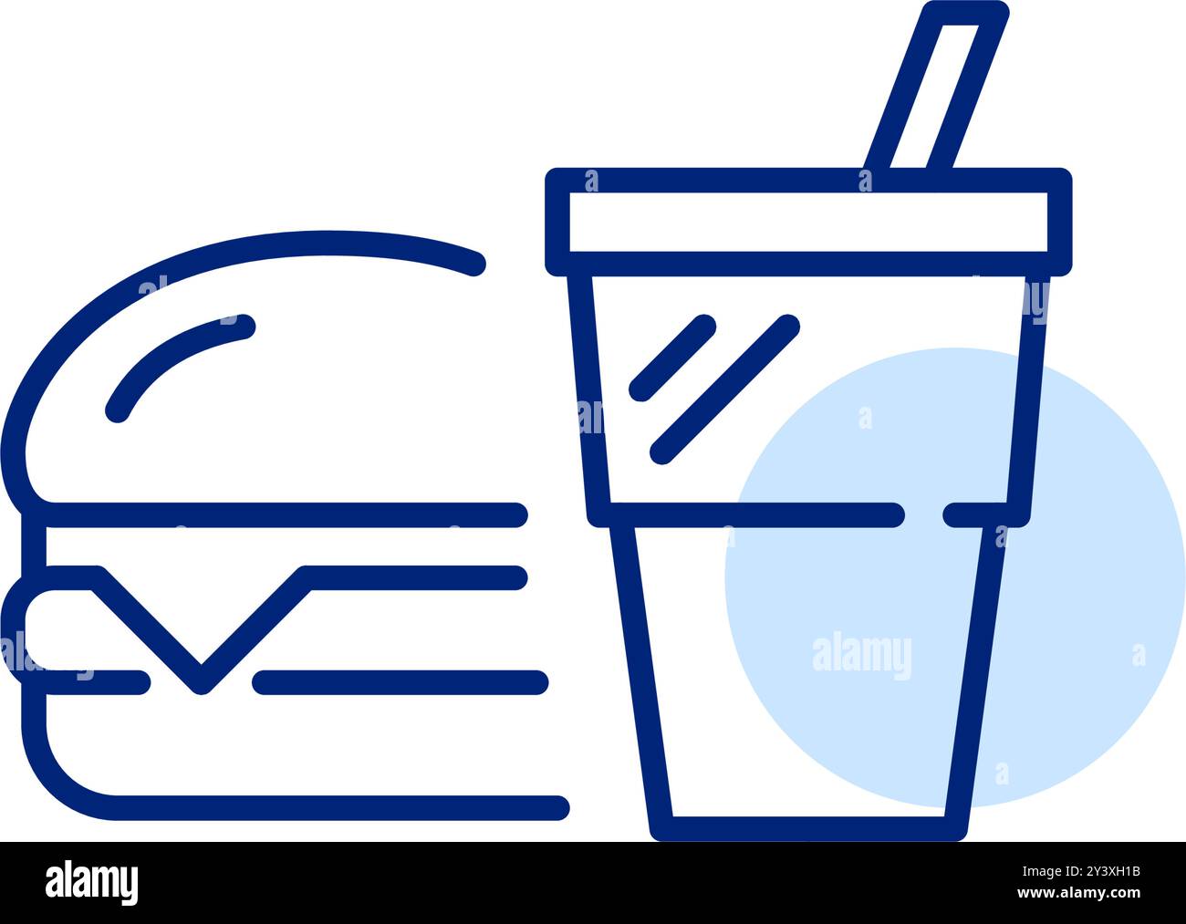 Hamburger e bibite analcoliche. Consegna rapida di fast food. Pixel Perfect, icona del vettore di traccia modificabile Illustrazione Vettoriale