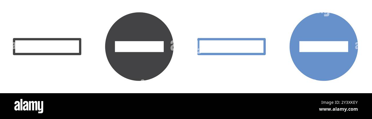Icona meno simbolo vettoriale o collezione set di segni con contorno bianco e nero Illustrazione Vettoriale