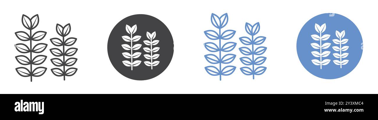 Icona di grano simbolo vettoriale o collezione di set di insegne in bianco e nero Illustrazione Vettoriale