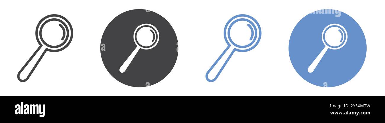 Icona di ricerca simbolo vettoriale o insieme di set di segni in bianco e nero Illustrazione Vettoriale